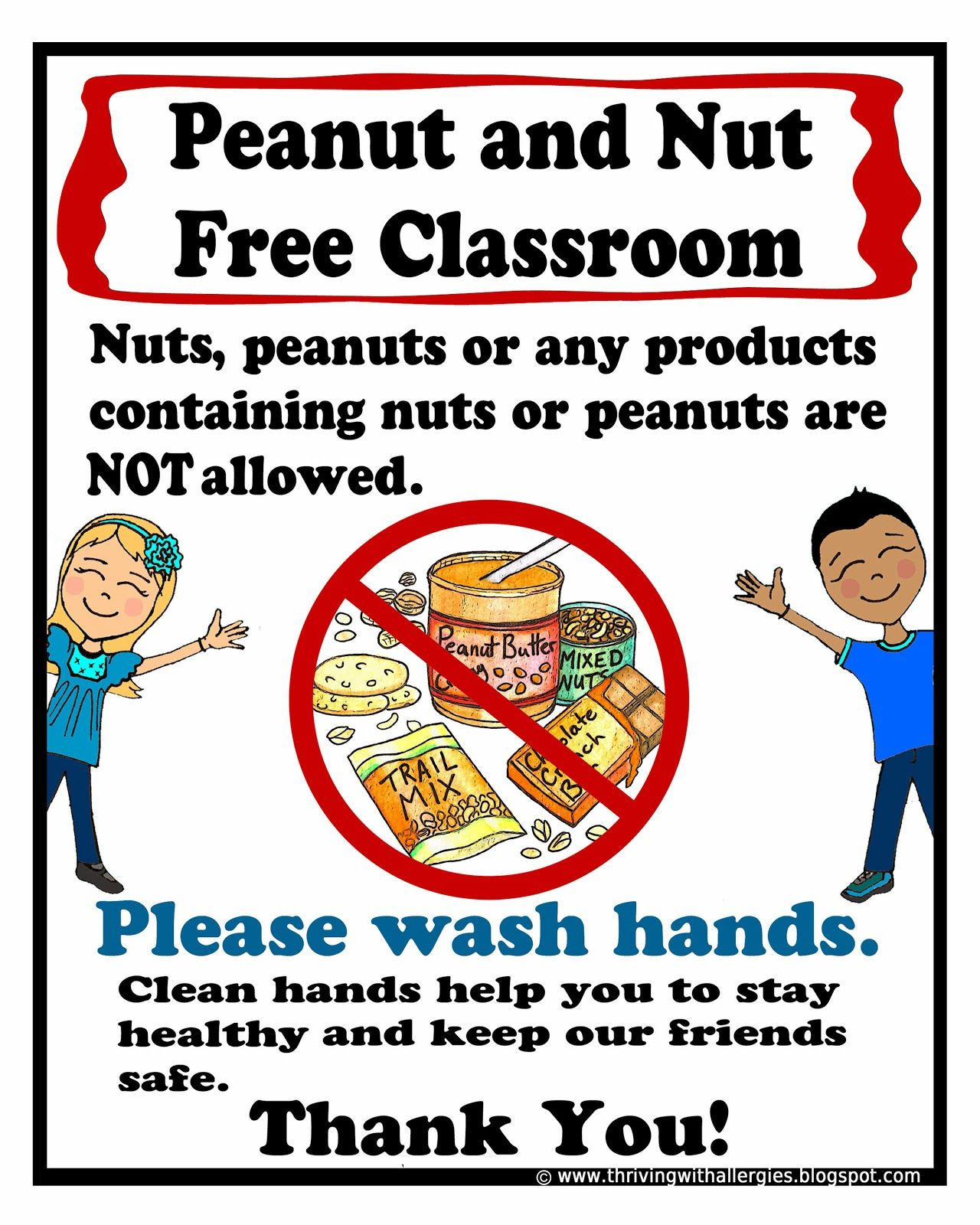 Peanut And Nut Free Classroom Poster. Free Printable Poster | Food - Printable Peanut Free Classroom Signs