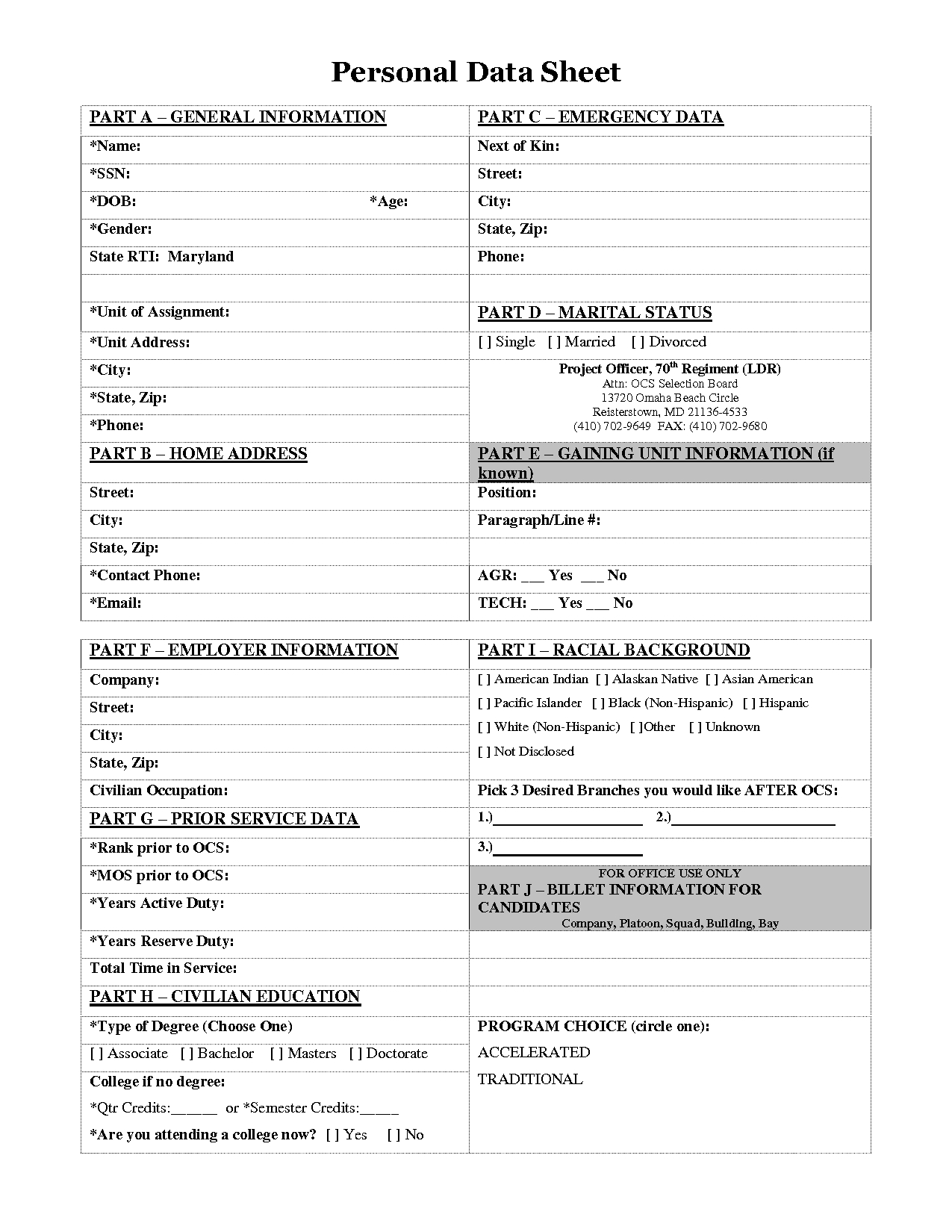Personal Data Sheet Form Images - Personal Information Sheet | Legal - Free Printable Data Sheets
