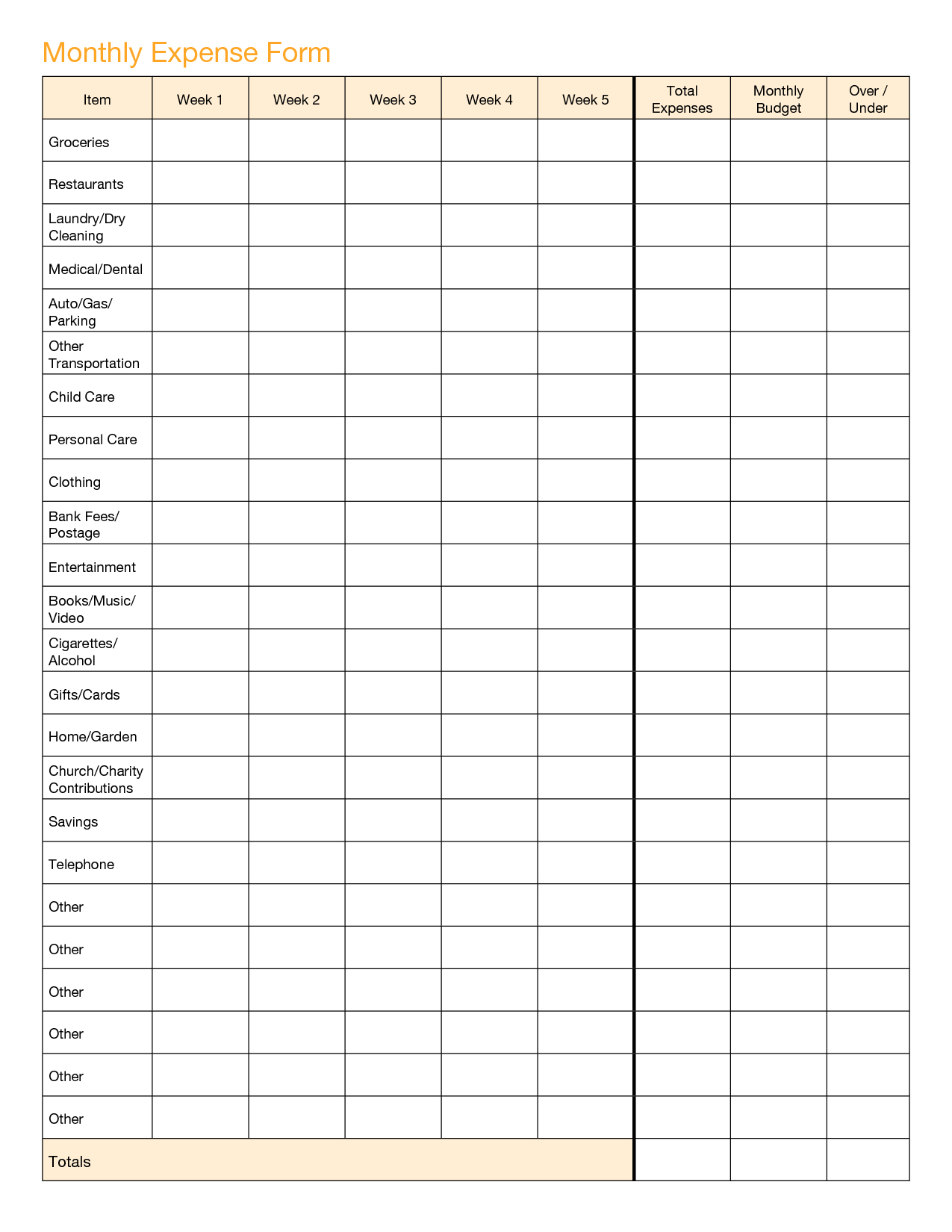 Personal Monthly Expense And Budget Form And Template Sample : Violeet - Free Printable Monthly Expense Sheet