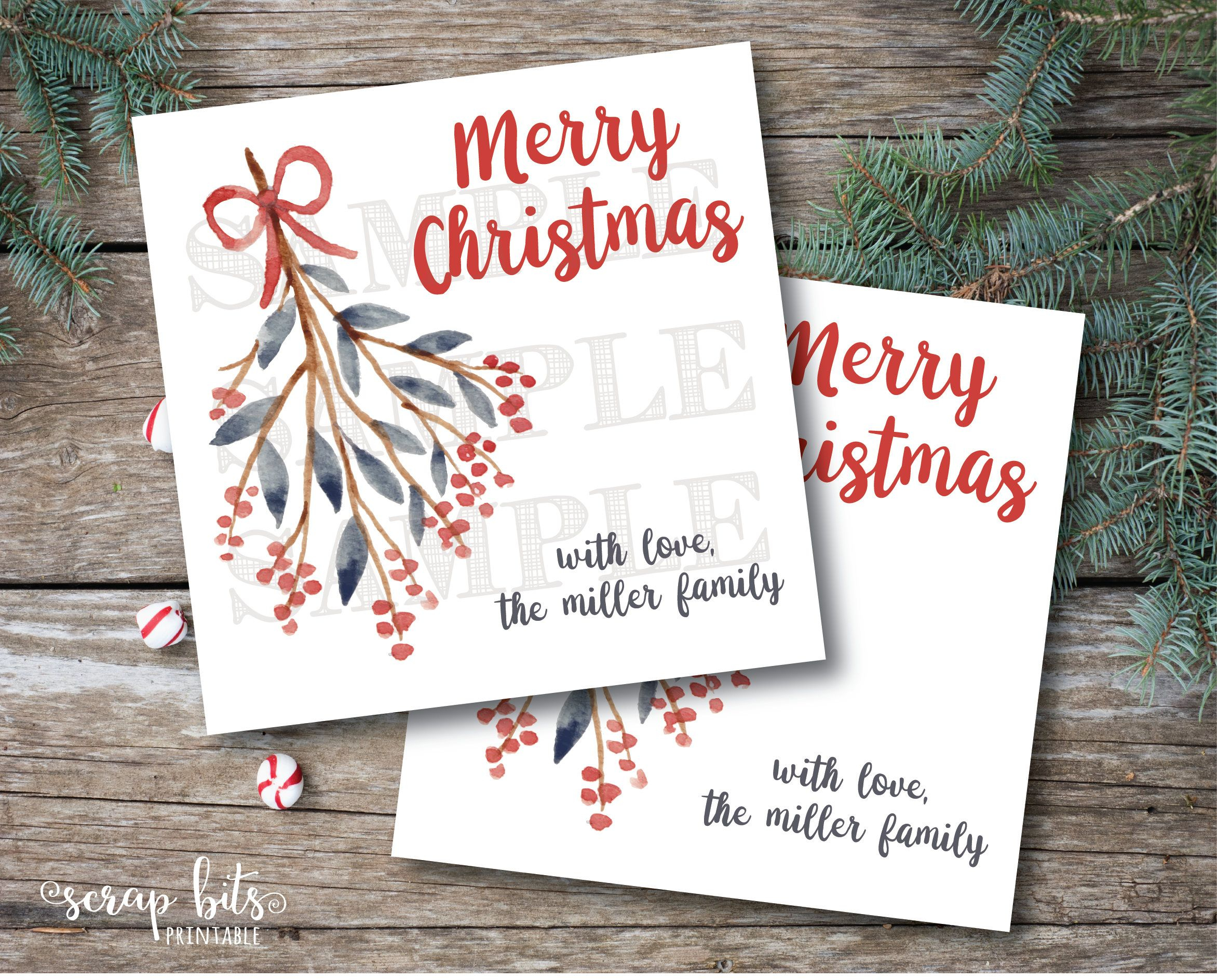 Personalized Printable Christmas Tags, Printable Mistletoe Christmas - Free Printable Mistletoe Tags