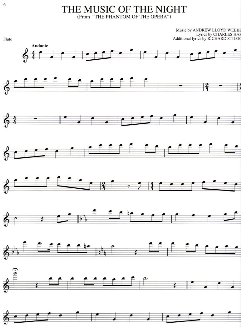 Phantom Of The Opera | Music | Flute Sheet Music, Opera Music, Music - Free Printable Flute Music