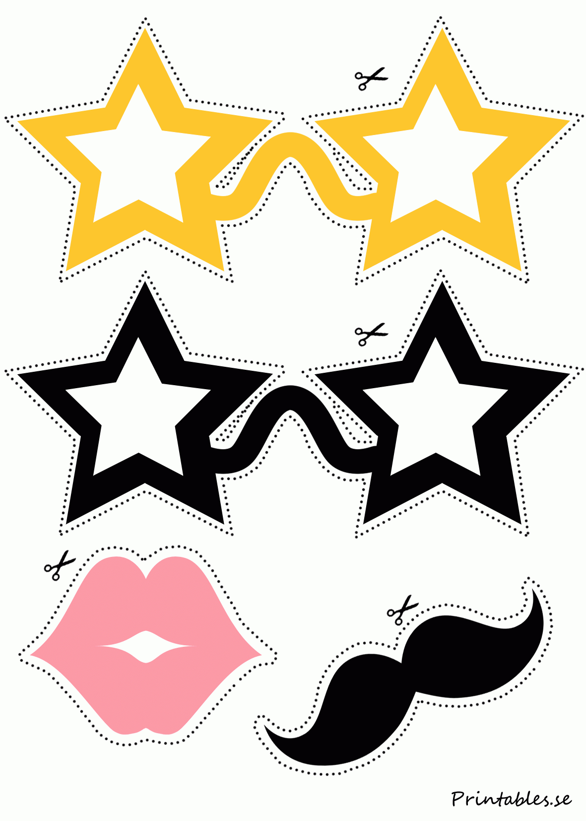 Photo Booth Props: Glasses With Stars (Free Printable) - Free Photo Booth Props Printable Pdf