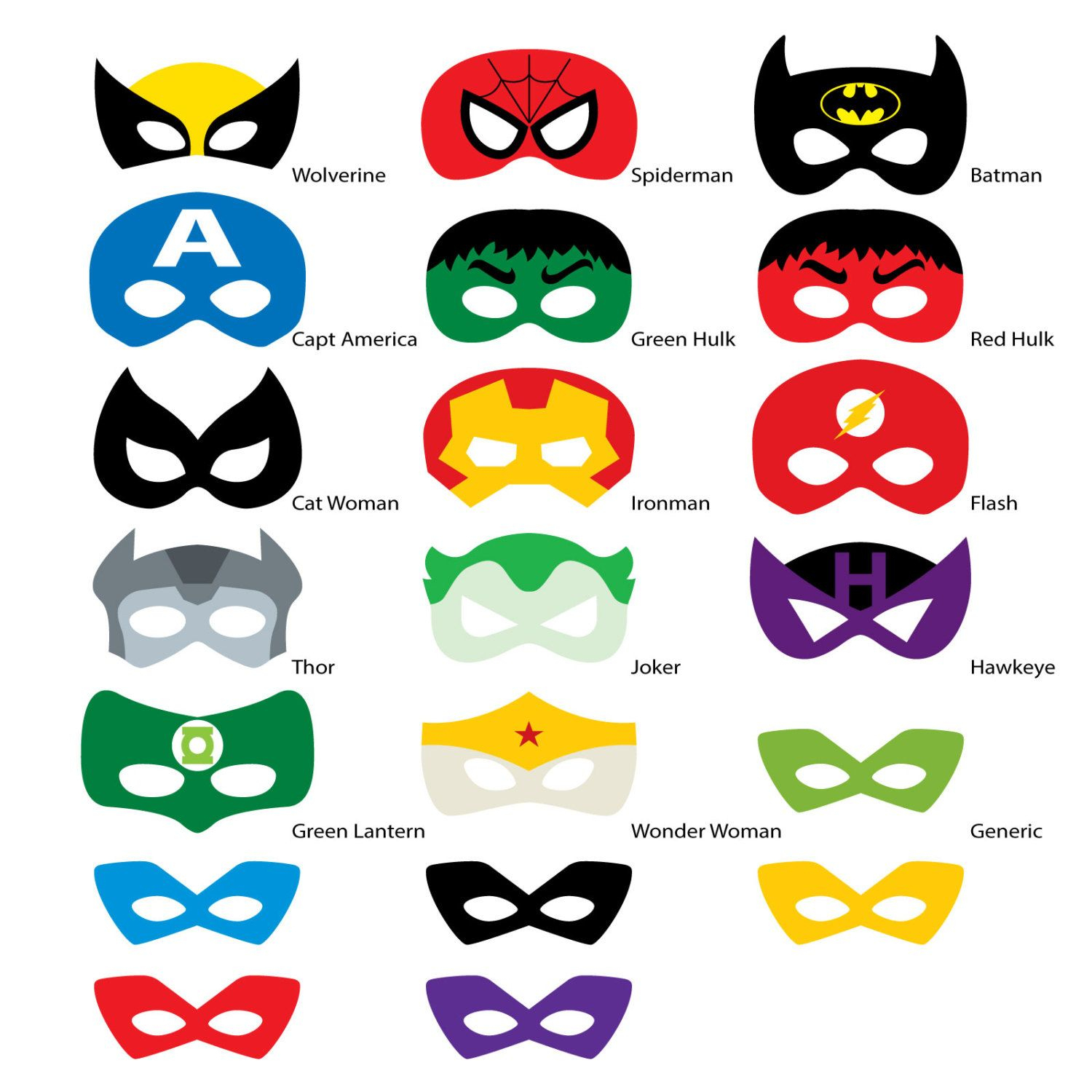 Photo Booth Props Superhero Masks Digital Downloaddigital2U - Free Printable Superhero Photo Booth Props