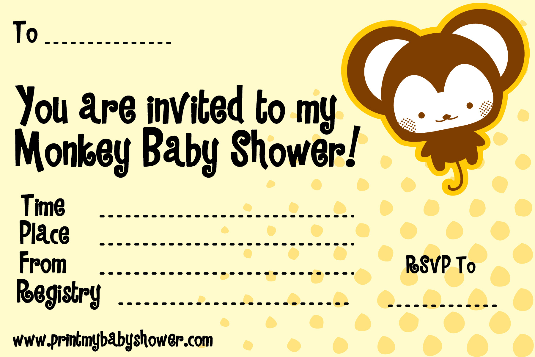 Photo : Free Baby Shower Invitation Templates Image - Free Printable Monkey Girl Baby Shower Invitations