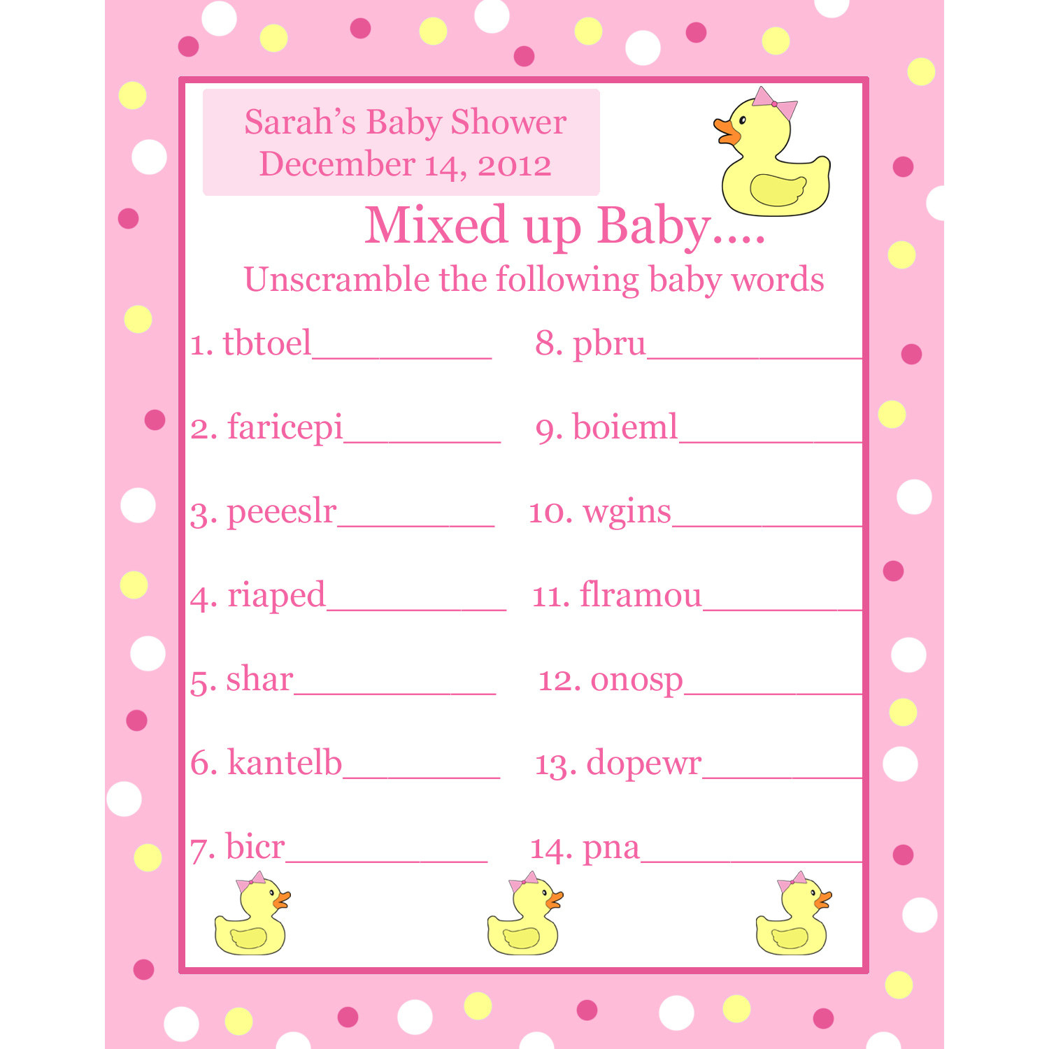 Photo : Free Printable Baby Shower Games Image - Free Printable Baby Shower Games In Spanish