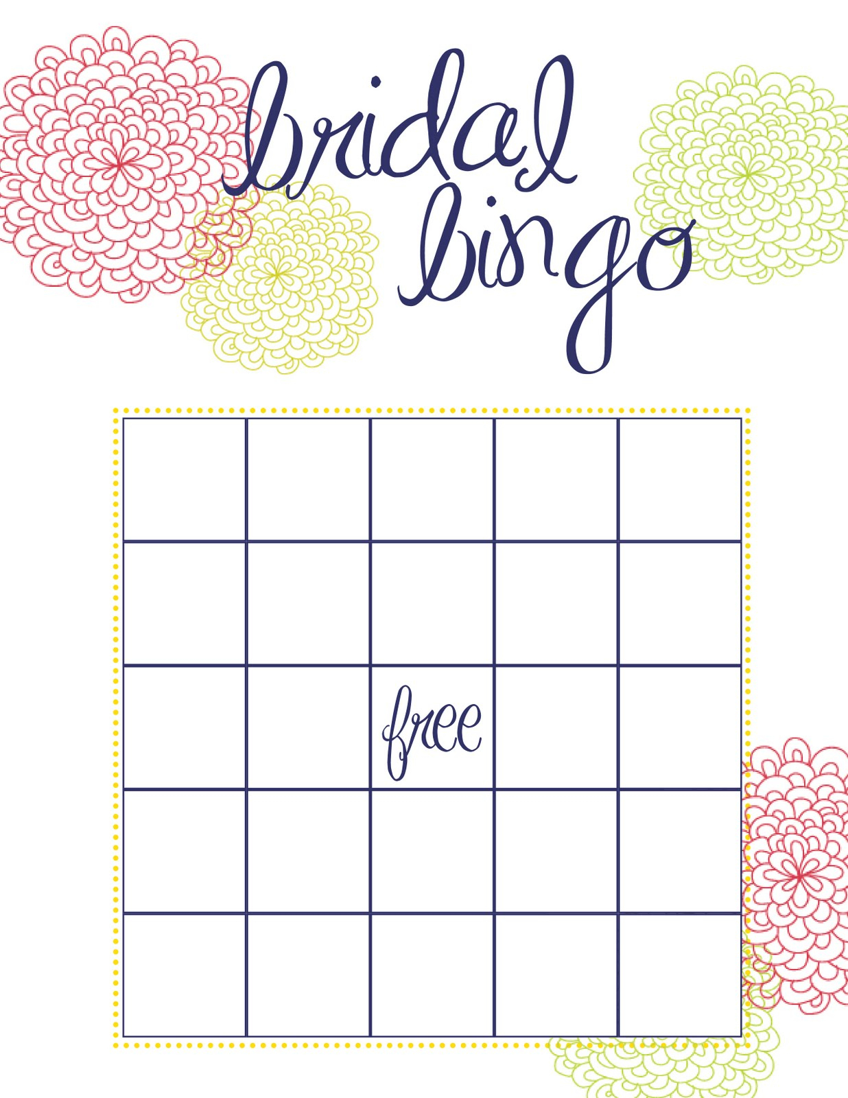 Photo : Free Printable Bridal Shower Image - Free Printable Bridal Shower Blank Bingo Games