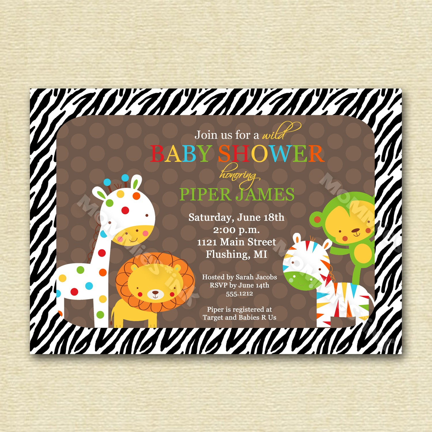 Photo : Safari Baby Shower Invitations Image - Free Printable Jungle Safari Baby Shower Invitations