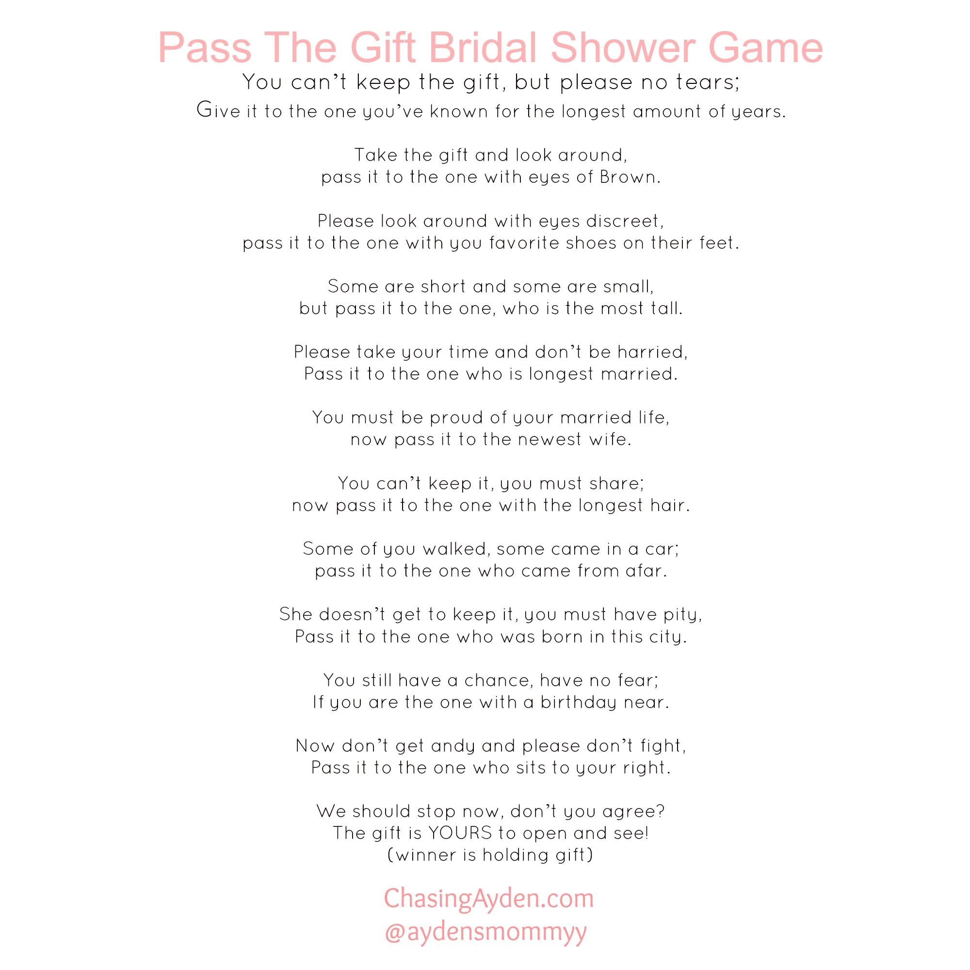 Pinchasing Mcallisters On My Events | Bridal Shower Games - Pass The Prize Baby Shower Game Free Printable