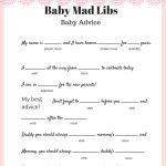 Pink Lace Free Baby Shower Mad Libs Baby Advice | Mad Hatter Baby   Baby Shower Mad Libs Printable Free