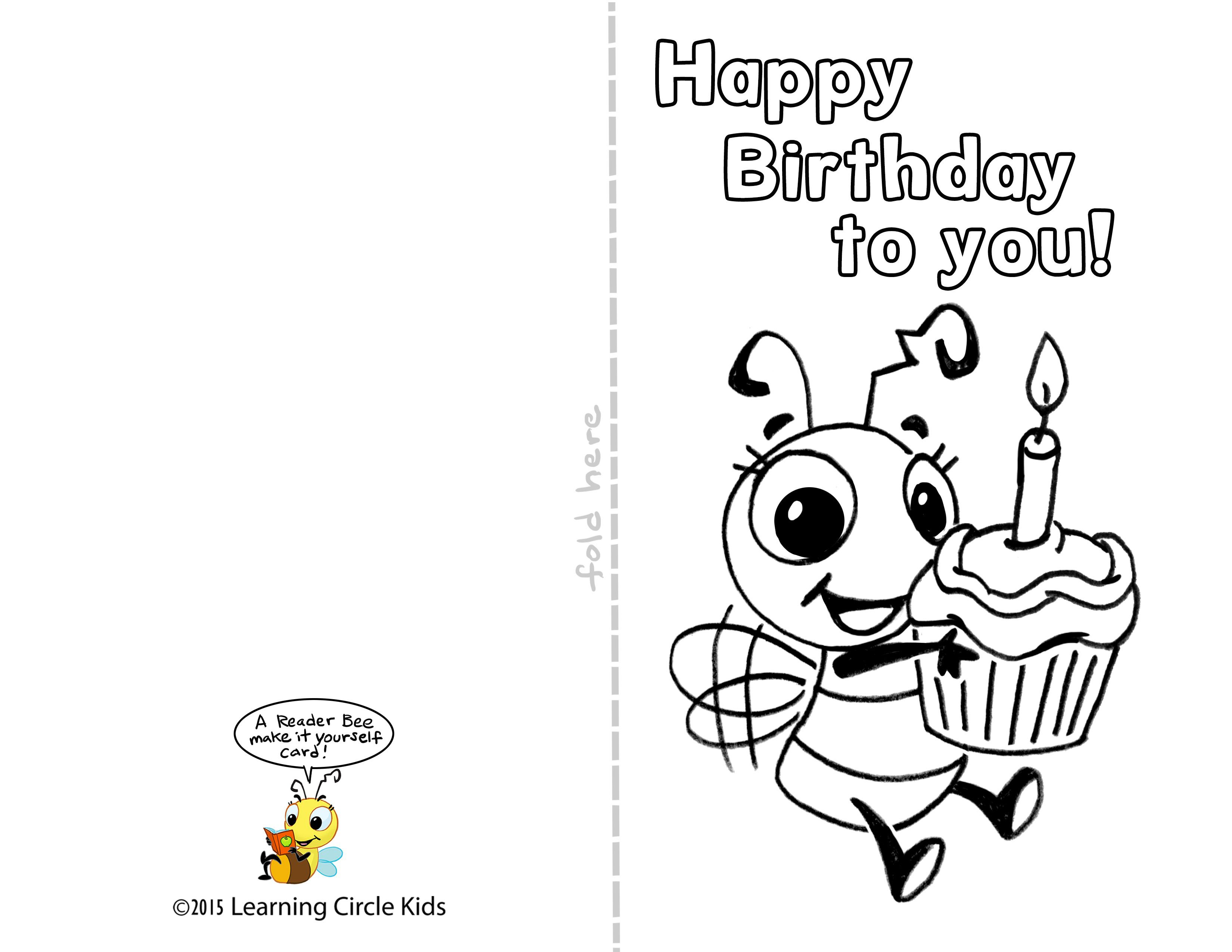 Pinreader Bee On Birthday Celebration - Bee Style | Pinterest - Free Printable Birthday Cards To Color