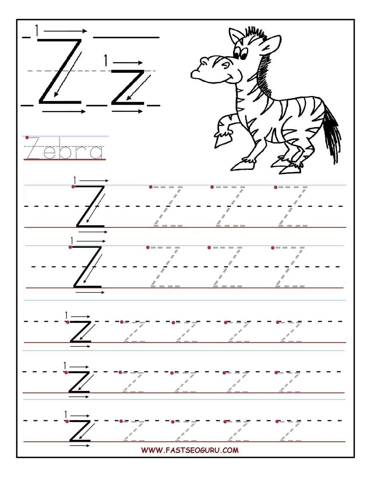 Pinvilfran Gason On Decor | Alphabet Worksheets, Letter Tracing - Letter Z Worksheets Free Printable