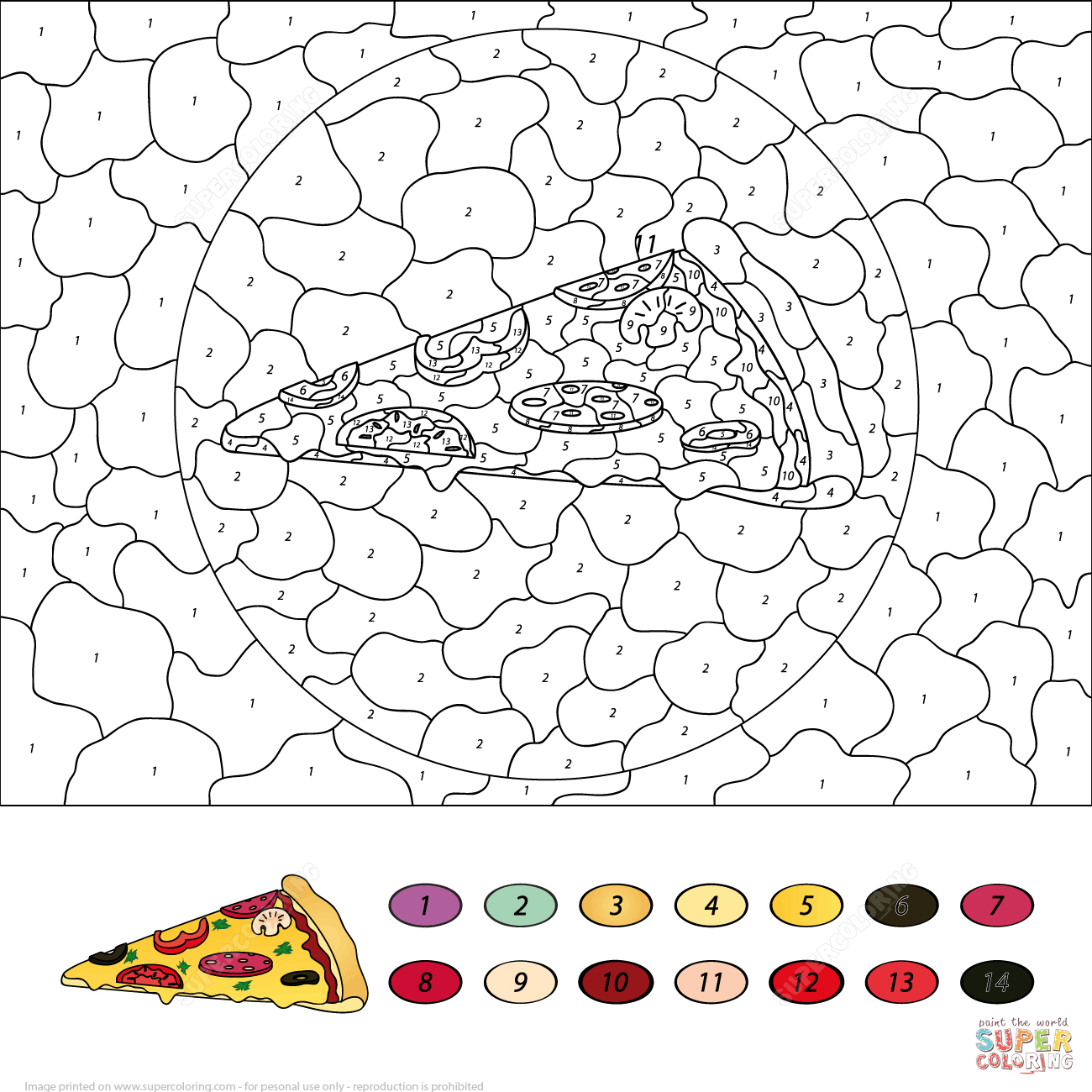 Pizza Colornumber | Free Printable Coloring Pages - Free Printable Paint By Number Coloring Pages