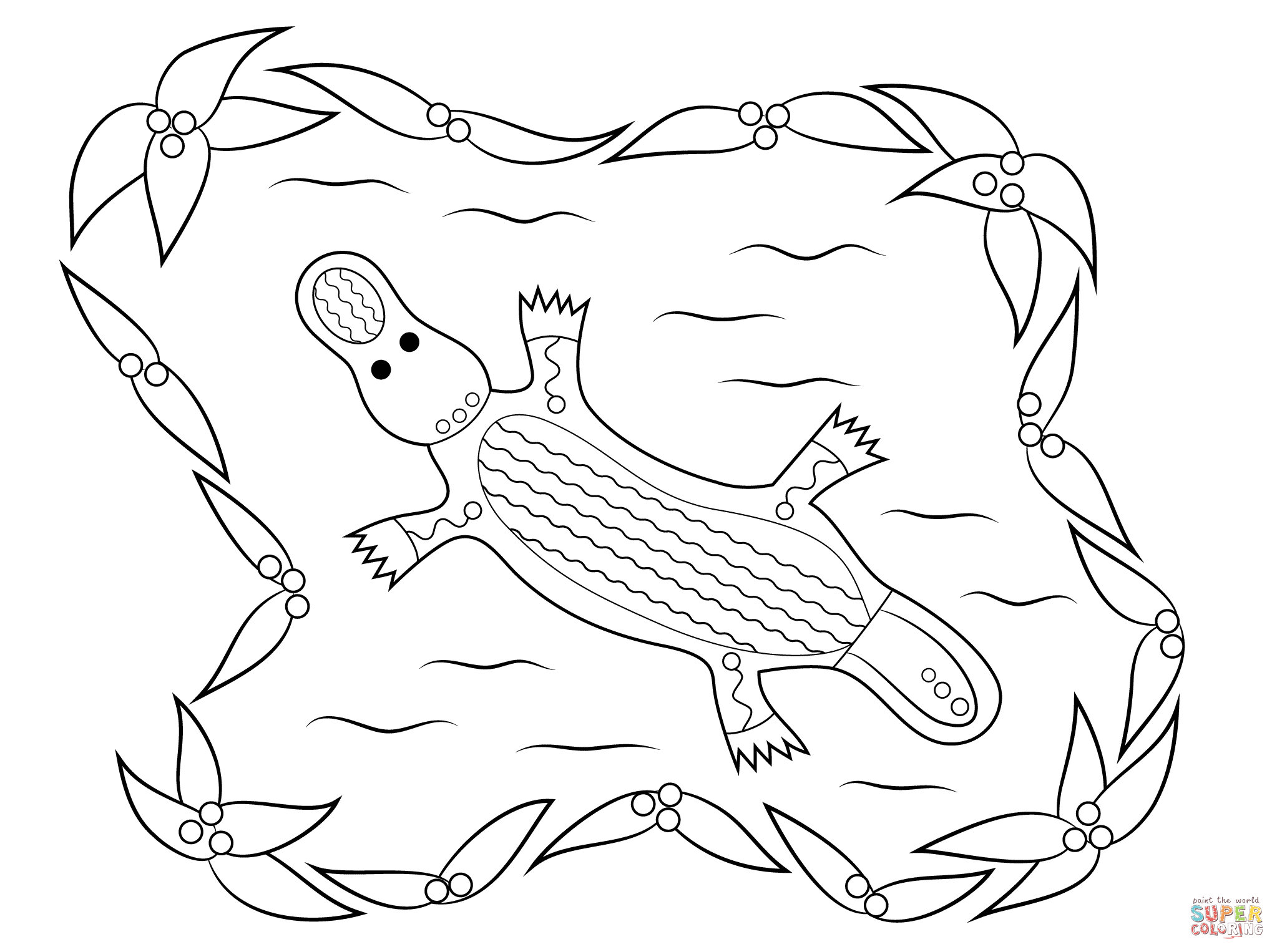 Platypus Aboriginal Art Coloring Page | Free Printable Coloring Pages - Free Printable Aboriginal Colouring Pages