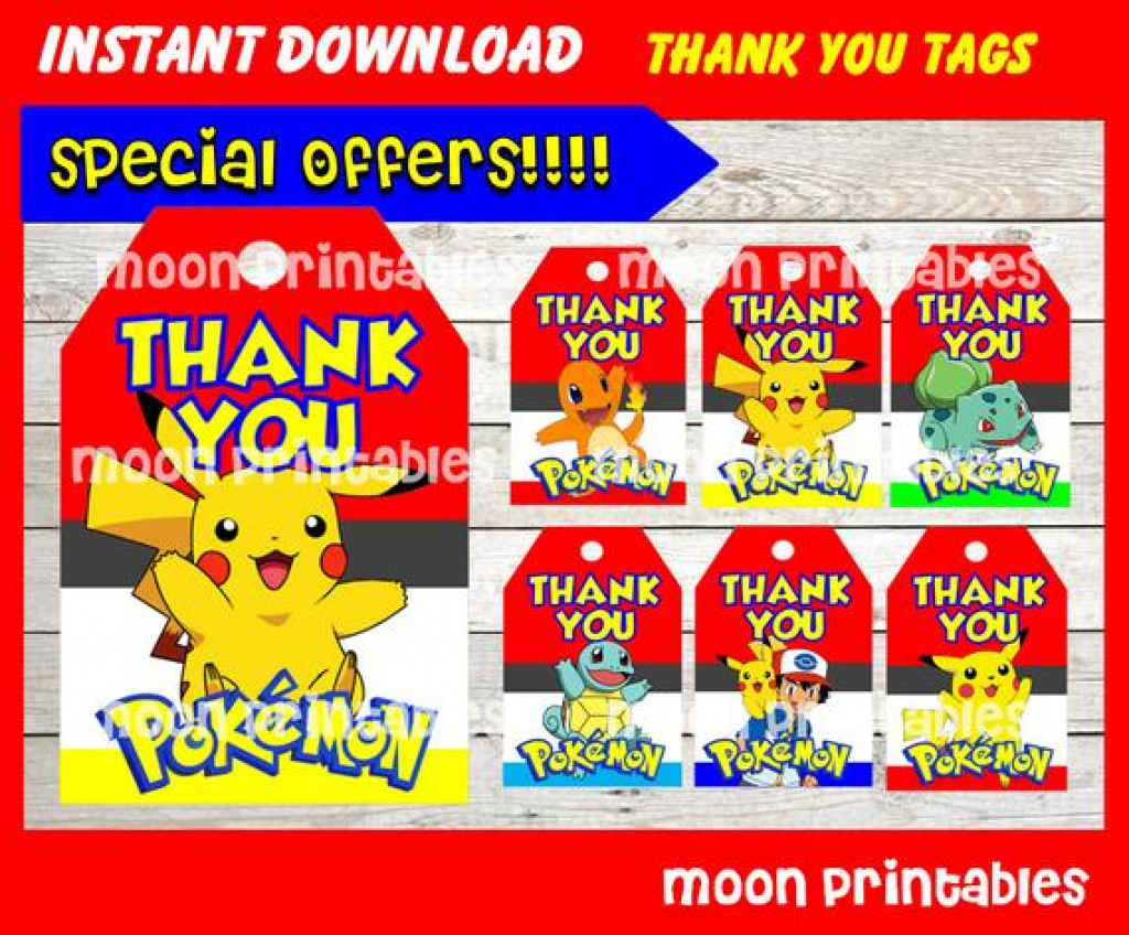 Pokemon Birthday Party Printable Tags And Labels | Birthday Wikii - Free Printable Pokemon Thank You Tags