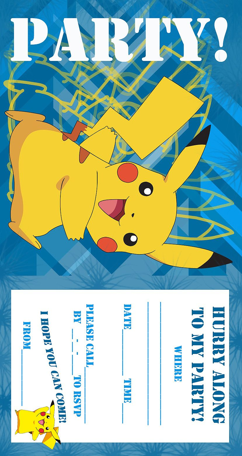 Pokemon Coloring Pages: Birthday Party Invitation Free And Printable - Free Printable Pokemon Birthday Invitations
