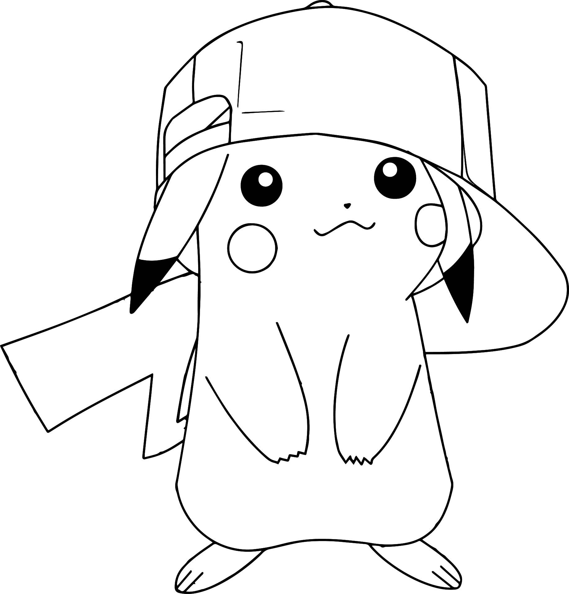 Pokemon Coloring Pages Pikachu Wearing Hat | Michelle | Pinterest - Free Printable Pokemon Coloring Pages