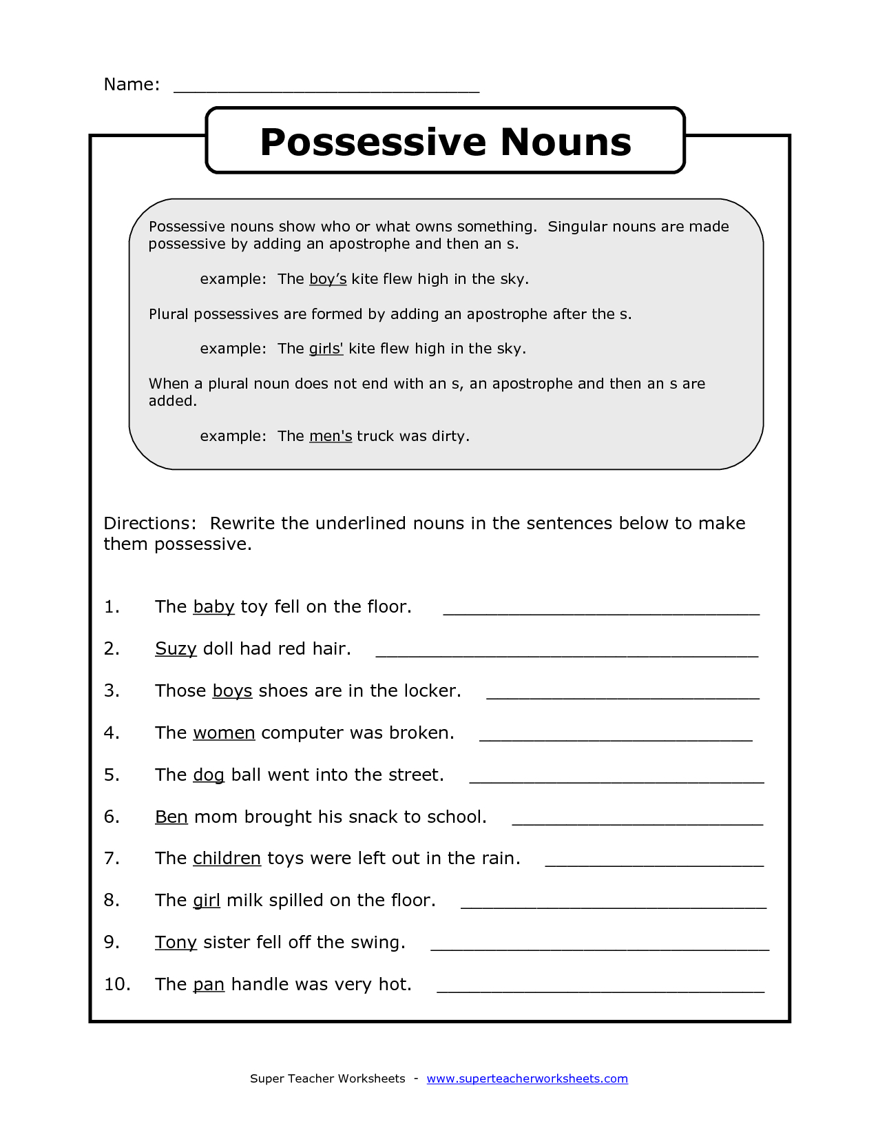 Posessive Nouns - Google Search … | Classroom! | Pinte… - Free Printable Possessive Nouns Worksheets