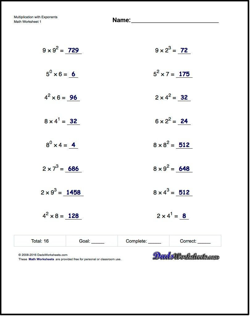 Practice Exponents Worksheets Introducing Exponent Syntax - Free Printable Exponent Worksheets