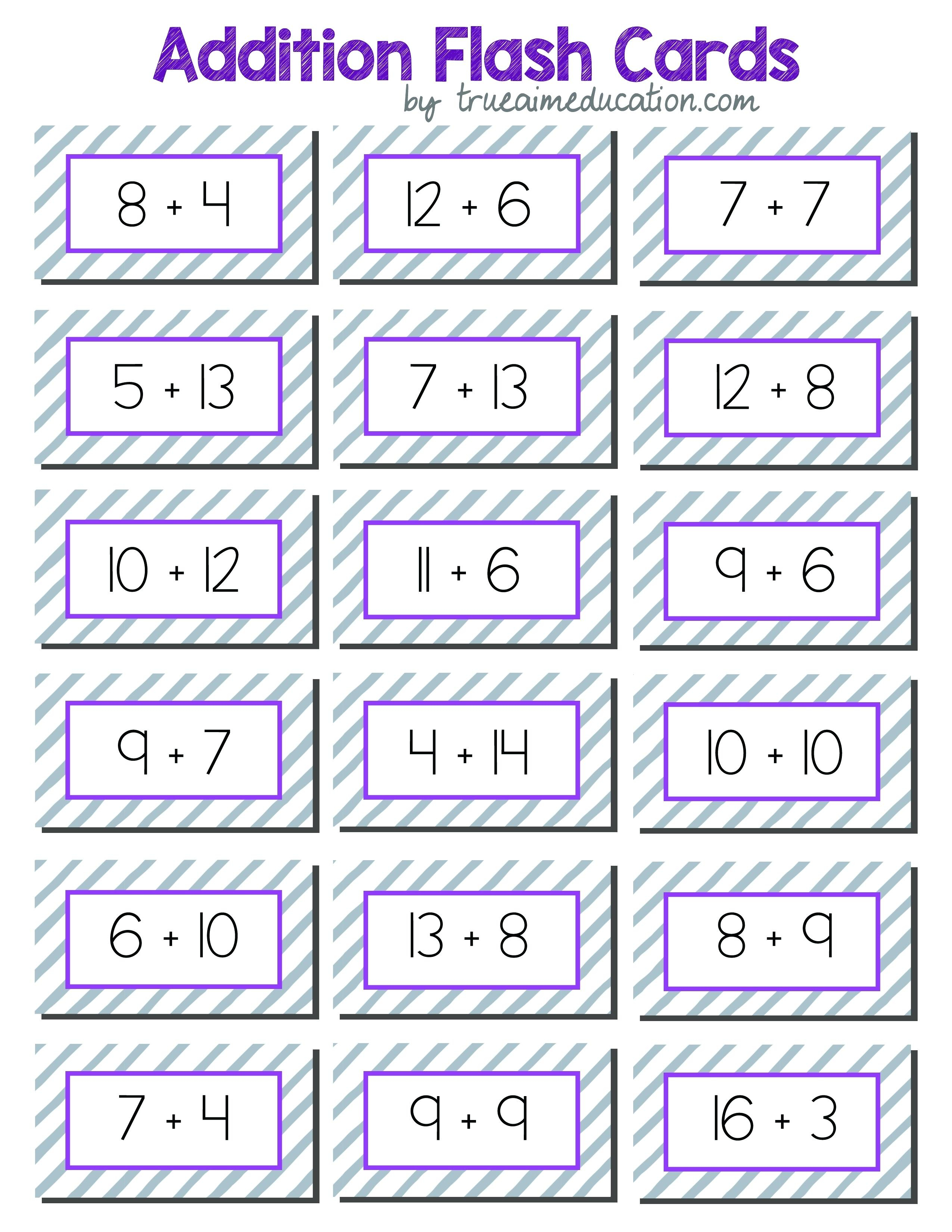 Preschool Flashcards Math Addition – Mymaui.club - Free Printable Addition Flash Cards