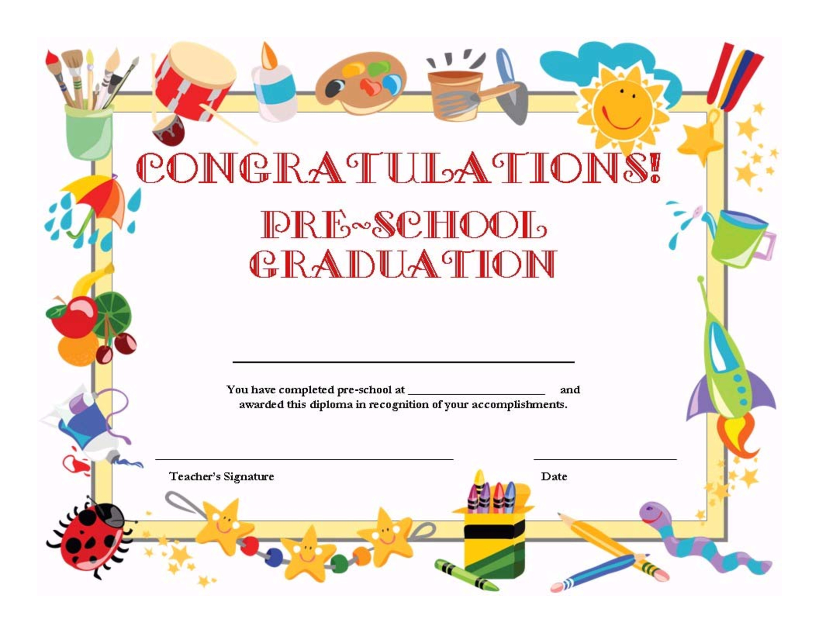 Preschool Graduation Certificate Template Free | ⇢Kindergarten - Free Printable First Day Of School Certificate