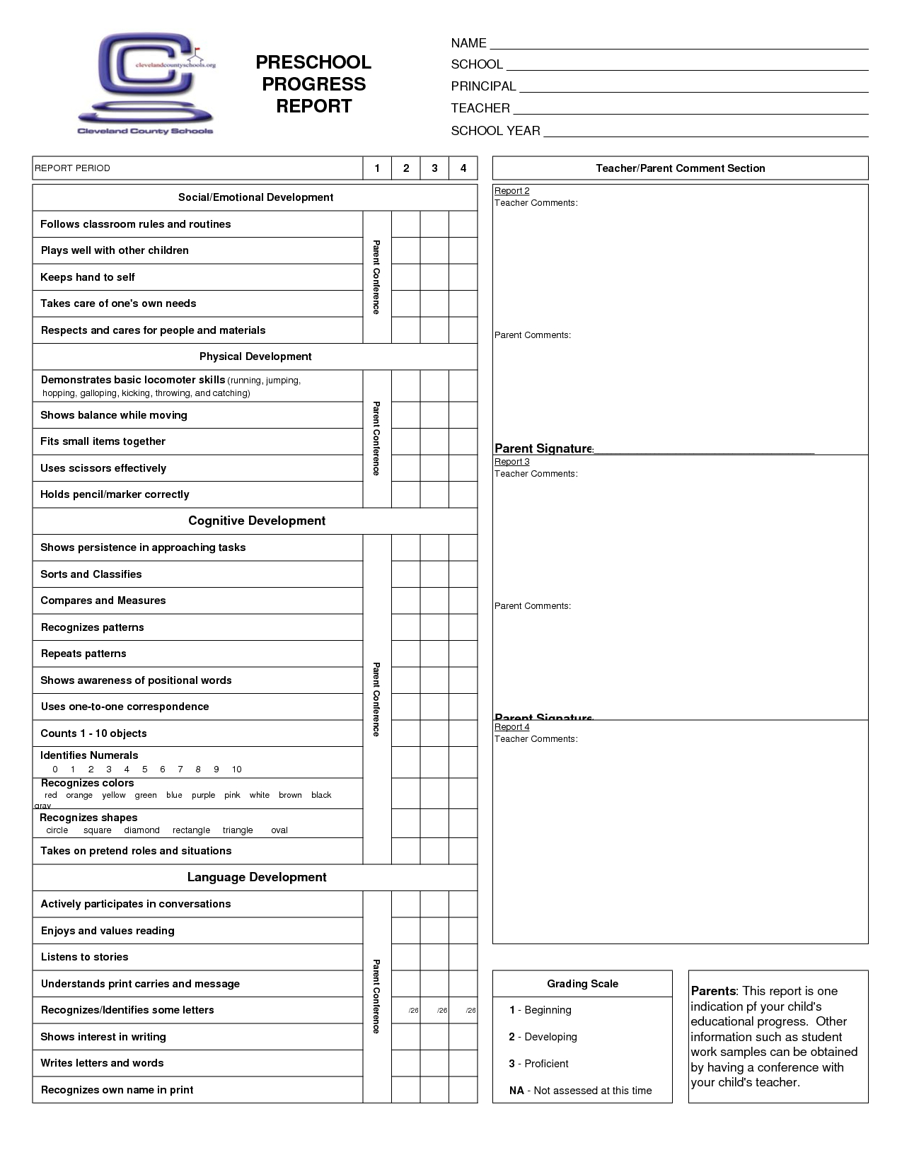 Preschool Progress Report Cards | Childcare | Pinterest - Free Printable Preschool Report Cards