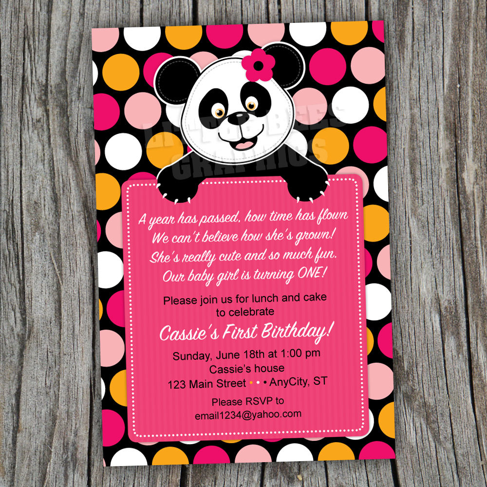 Pretty Panda Bear Printable Baby Shower Or Birthday Invitations - Panda Bear Invitations Free Printable