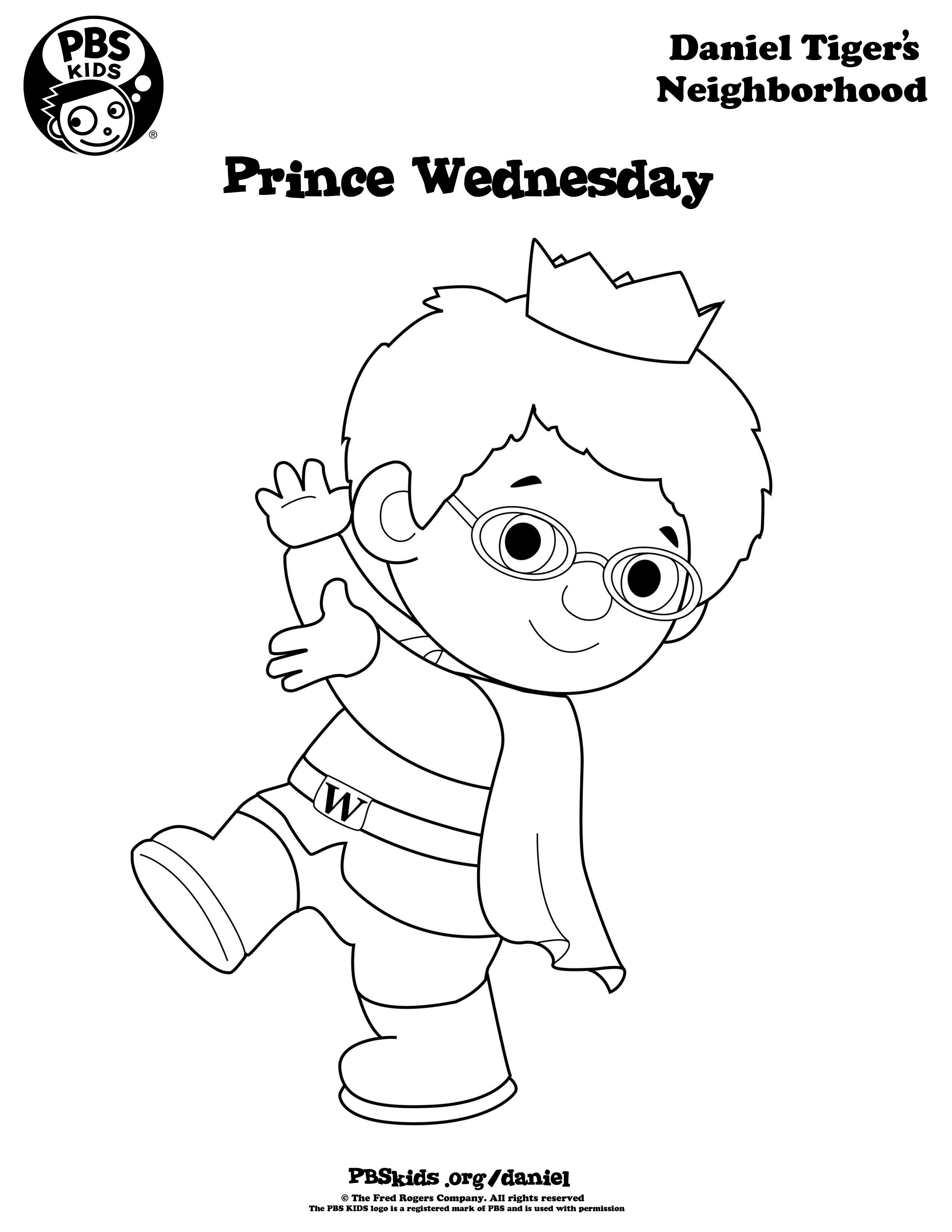 Prince Wednesday Coloring Page! #danieltiger #wqed #pbskids | Daniel - Free Printable Daniel Tiger Coloring Pages