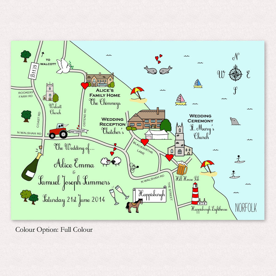 Print Your Own Illustrated Wedding Or Party Mapcute Maps - Free Printable Wedding Maps