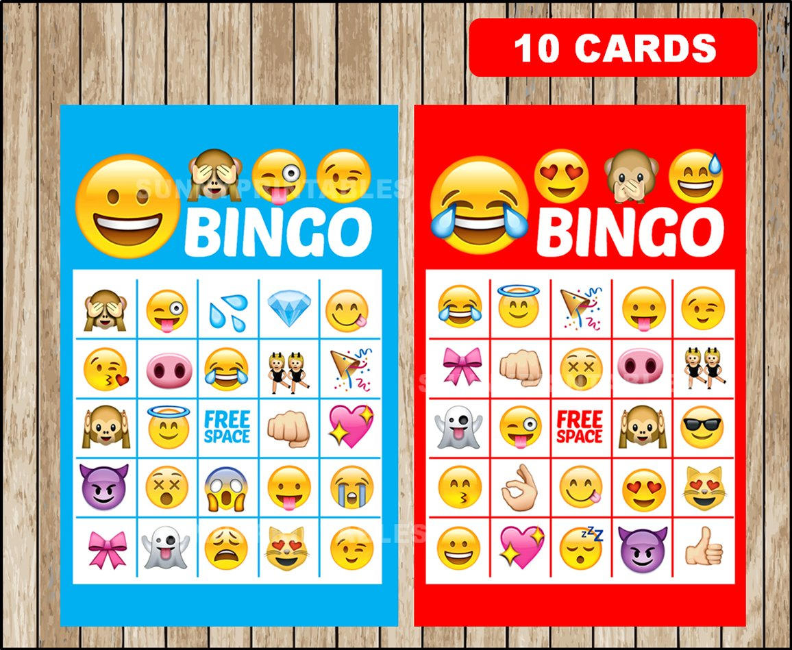 Printable 10 Emoji Bingo Cards Printable Emojis Bingo Game | Etsy - Free Emoji Bingo Printable