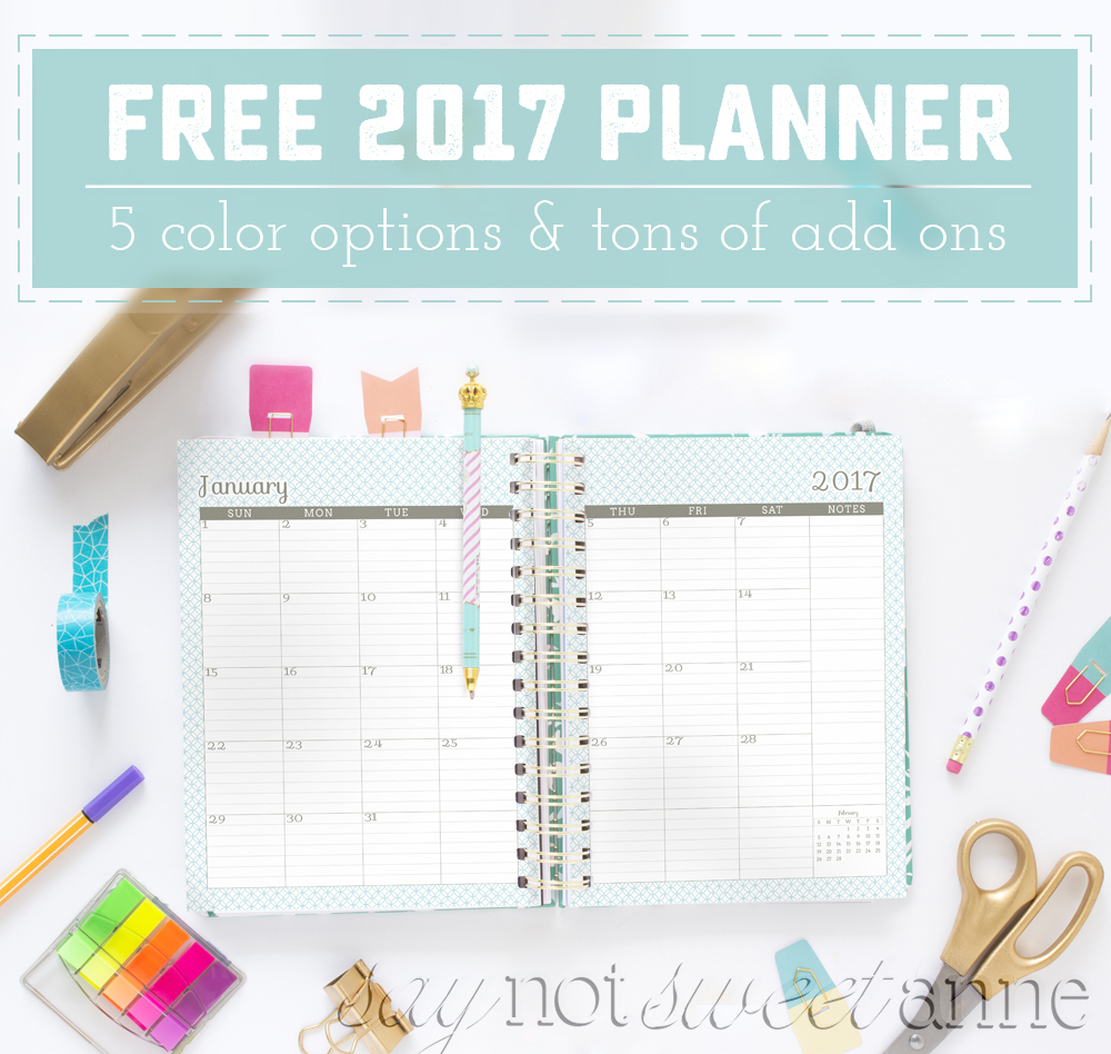 Printable 2017 Planner! - Sweet Anne Designs - Free Printable Student Planner 2017