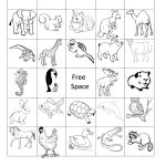 Printable Animal Bingo Card 5 Black And White Coloring Sheet   Free Printable Zoo Worksheets