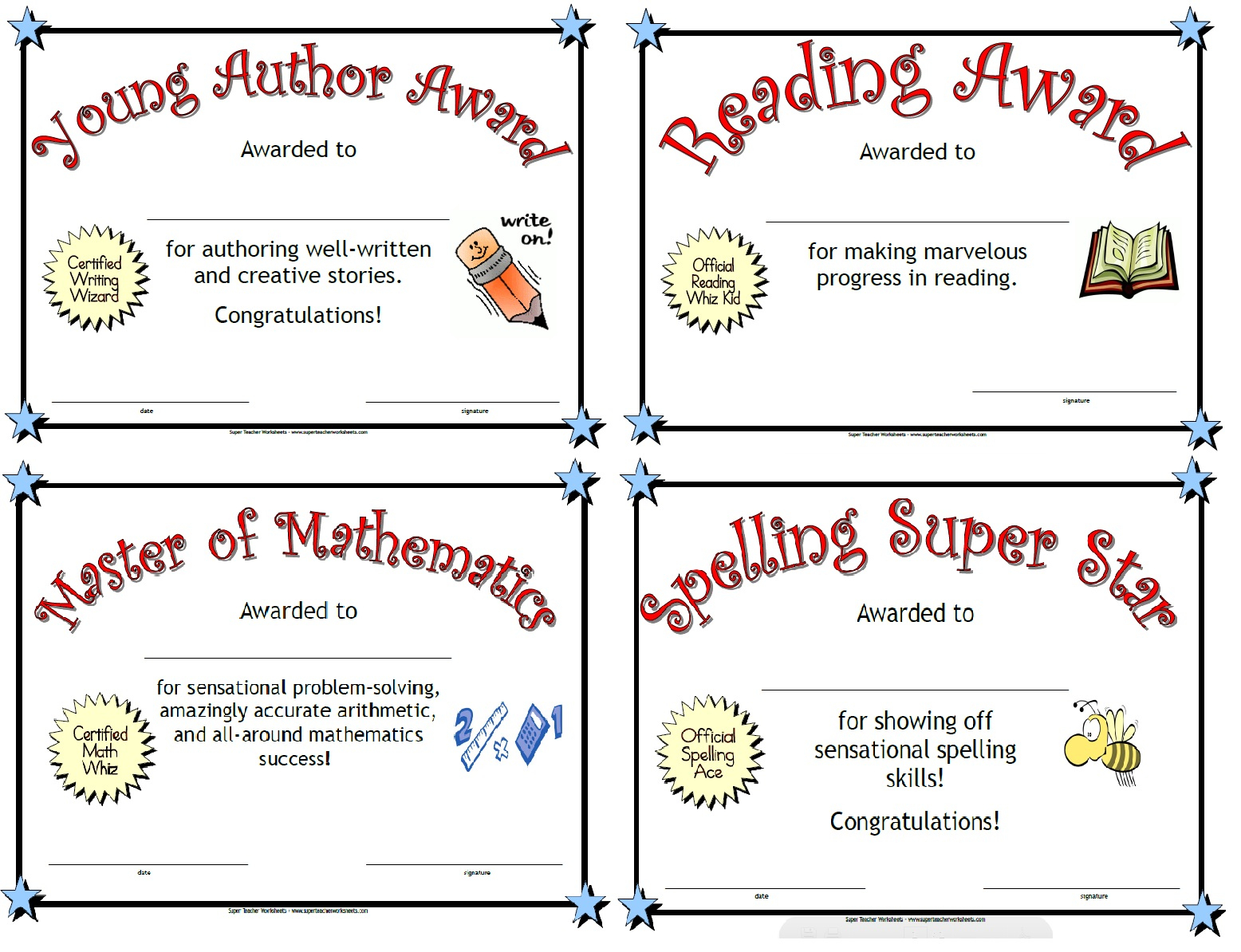 Printable Awards - Free Printable Award Certificates For Elementary Students
