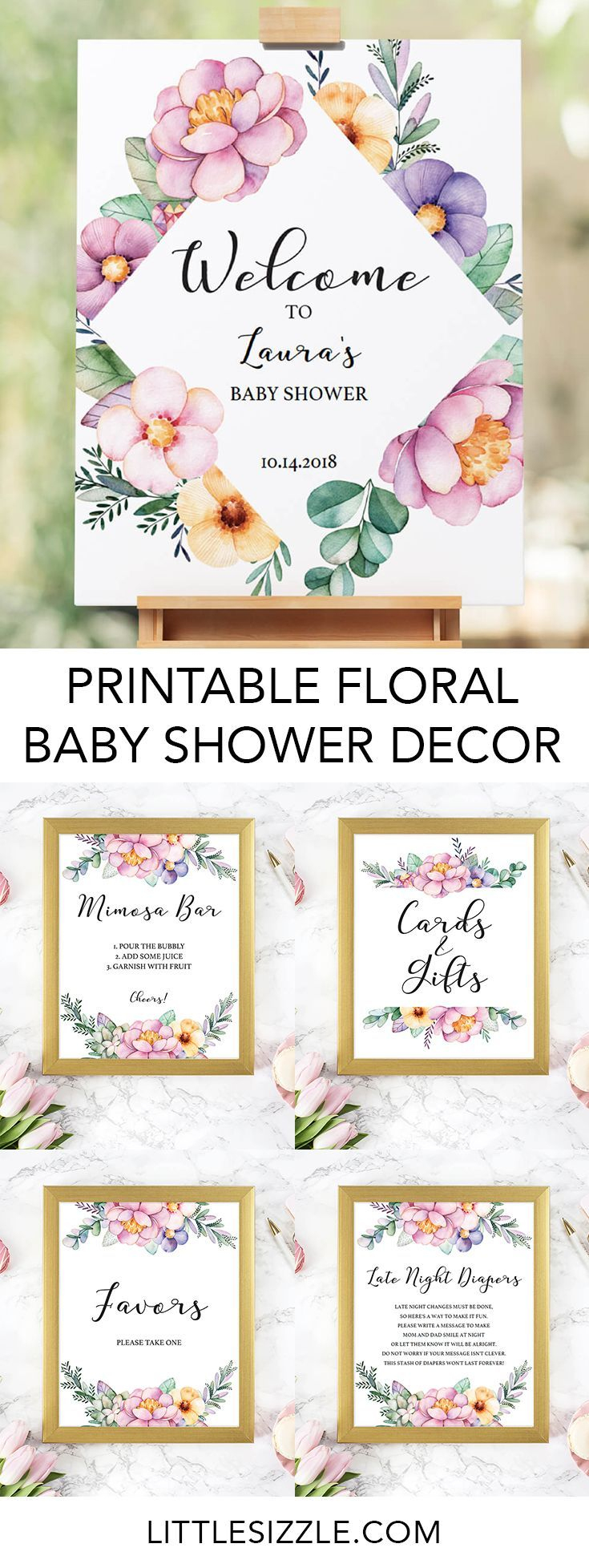 Printable Baby Shower Floral Decorations | Baby Showers &amp;amp; Gender - Free Printable Baby Shower Table Signs