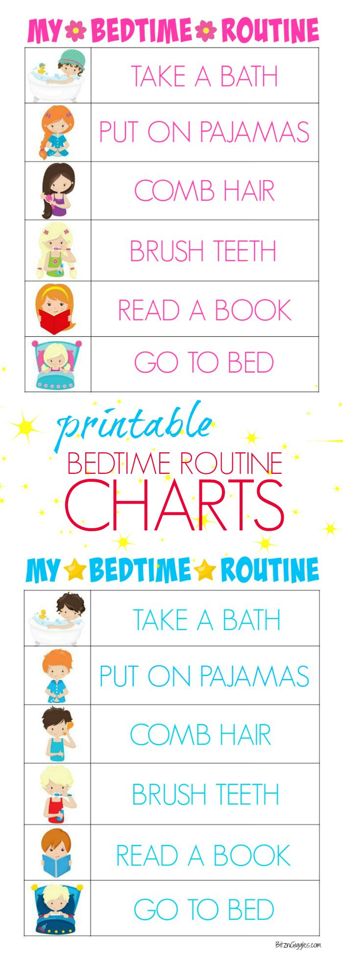 Printable Bedtime Routine Charts - Free Printable Kids Bedtime - Children&amp;#039;s Routine Charts Free Printable