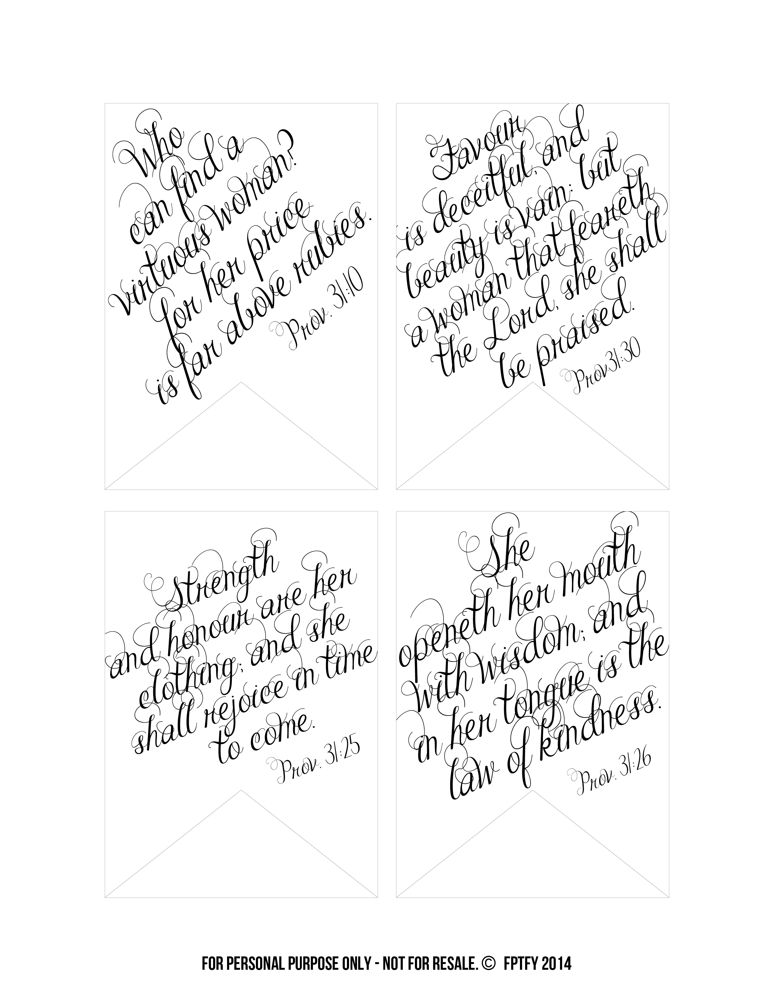 Printable Bible Verses: Proverbs 31 Tags - Free Pretty Things For You - Free Printable Scripture Verses