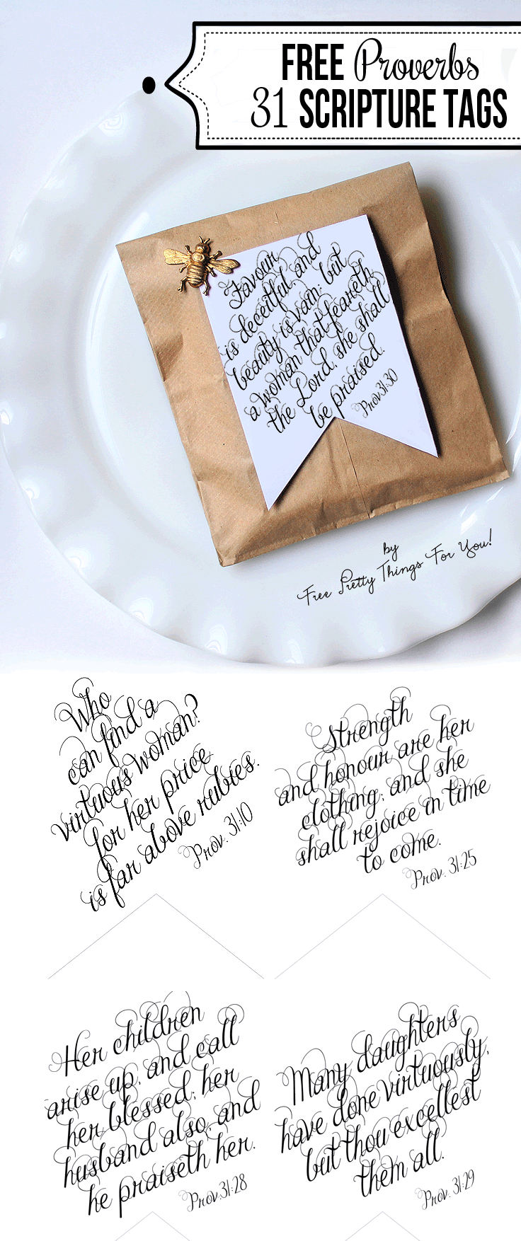 Printable Bible Verses: Proverbs 31 Tags - Free Printable Bat Writing Paper