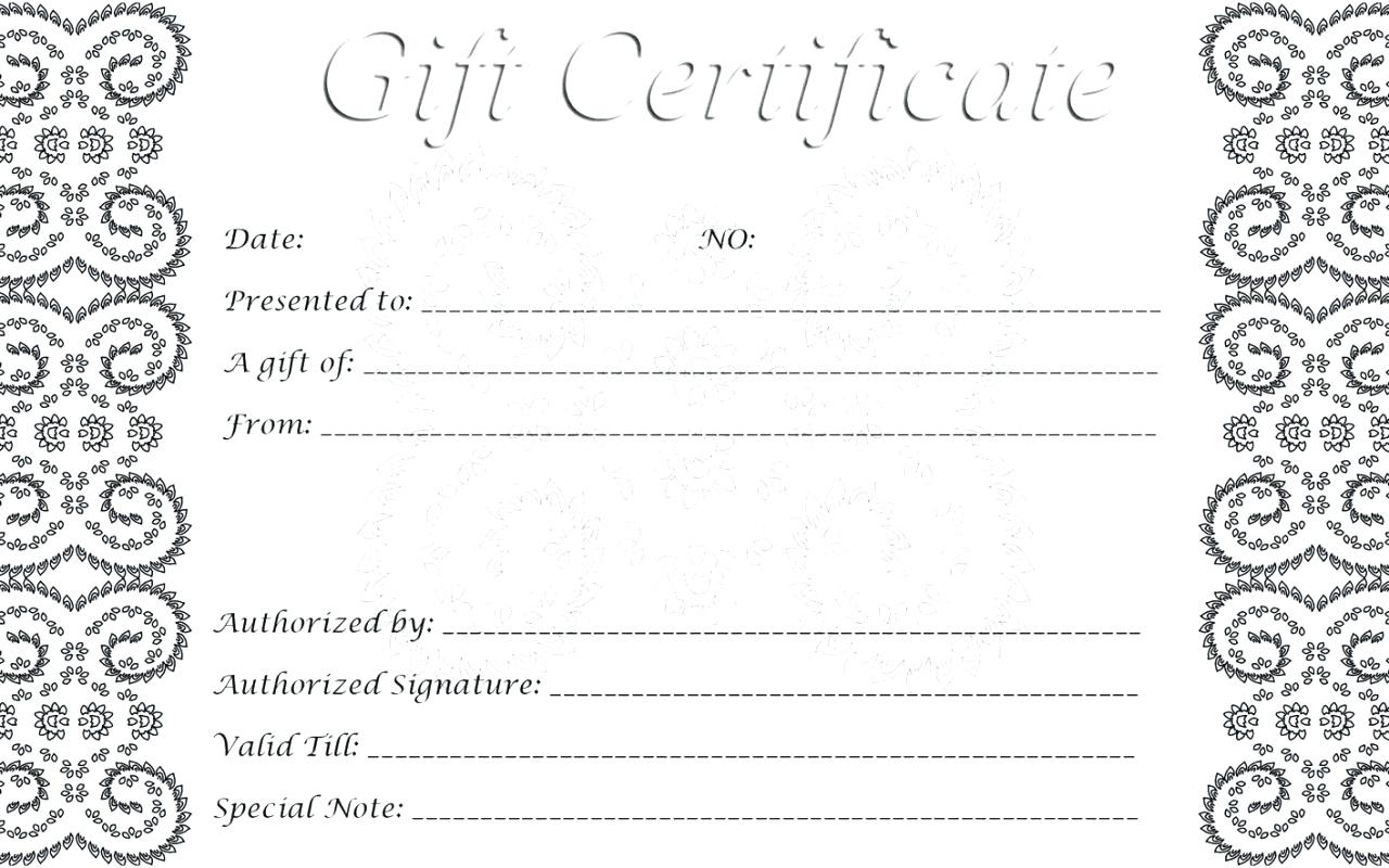 Printable Blank Gift Certificate Template Gallery - Free - Free Printable Gift Certificates For Hair Salon