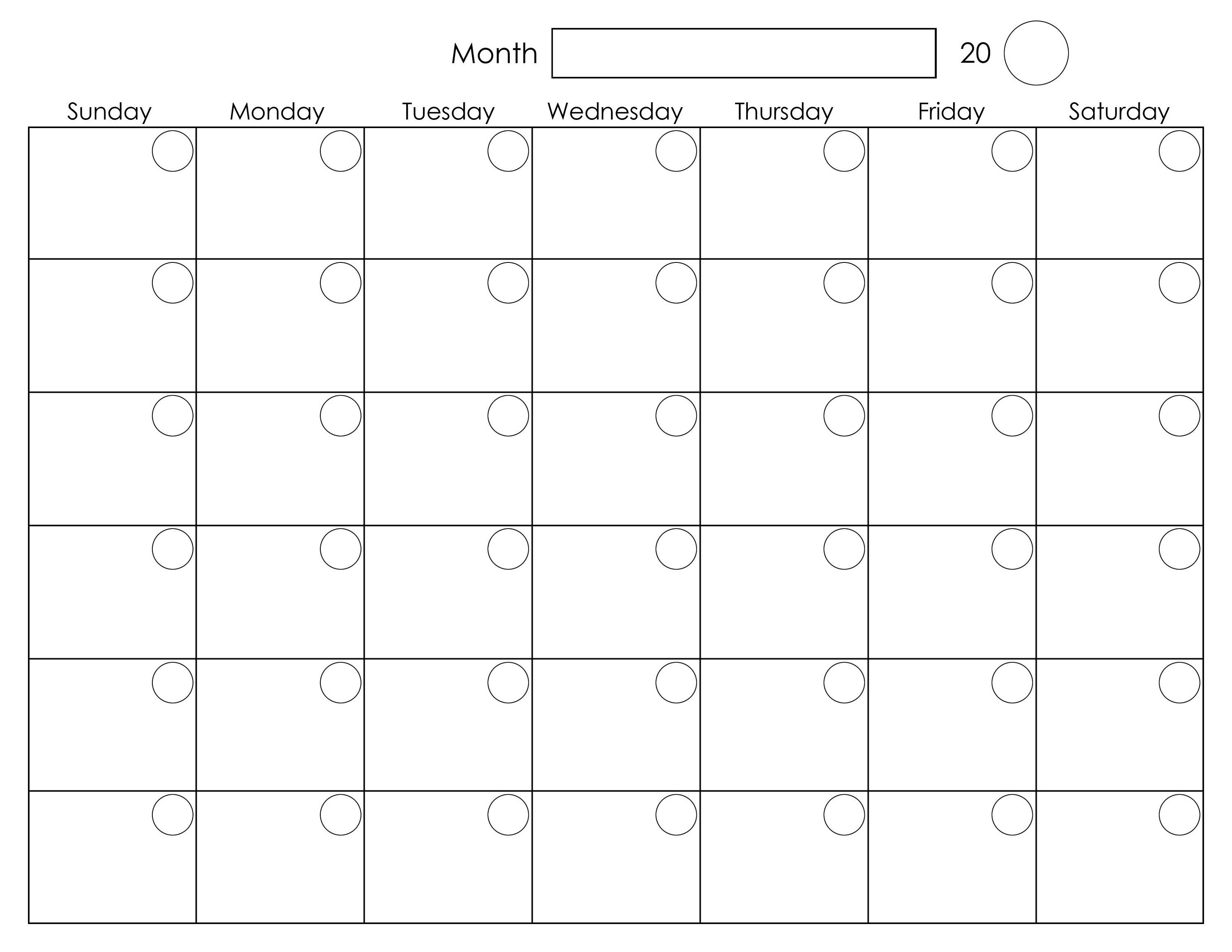 Printable Blank Monthly Calendar | Calendar Template Printable - Free Printable Monthly Planner