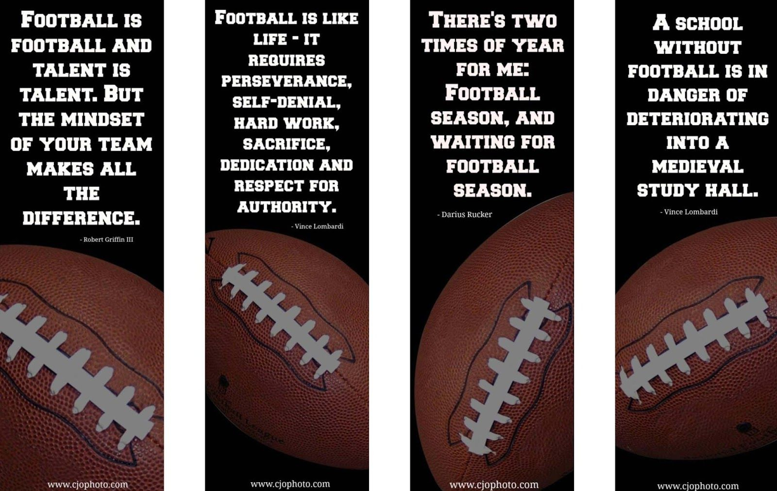 Printable Bookmarks: Football Quotes | Caylebs Bday | Bookmarks - Free Printable Sports Bookmarks