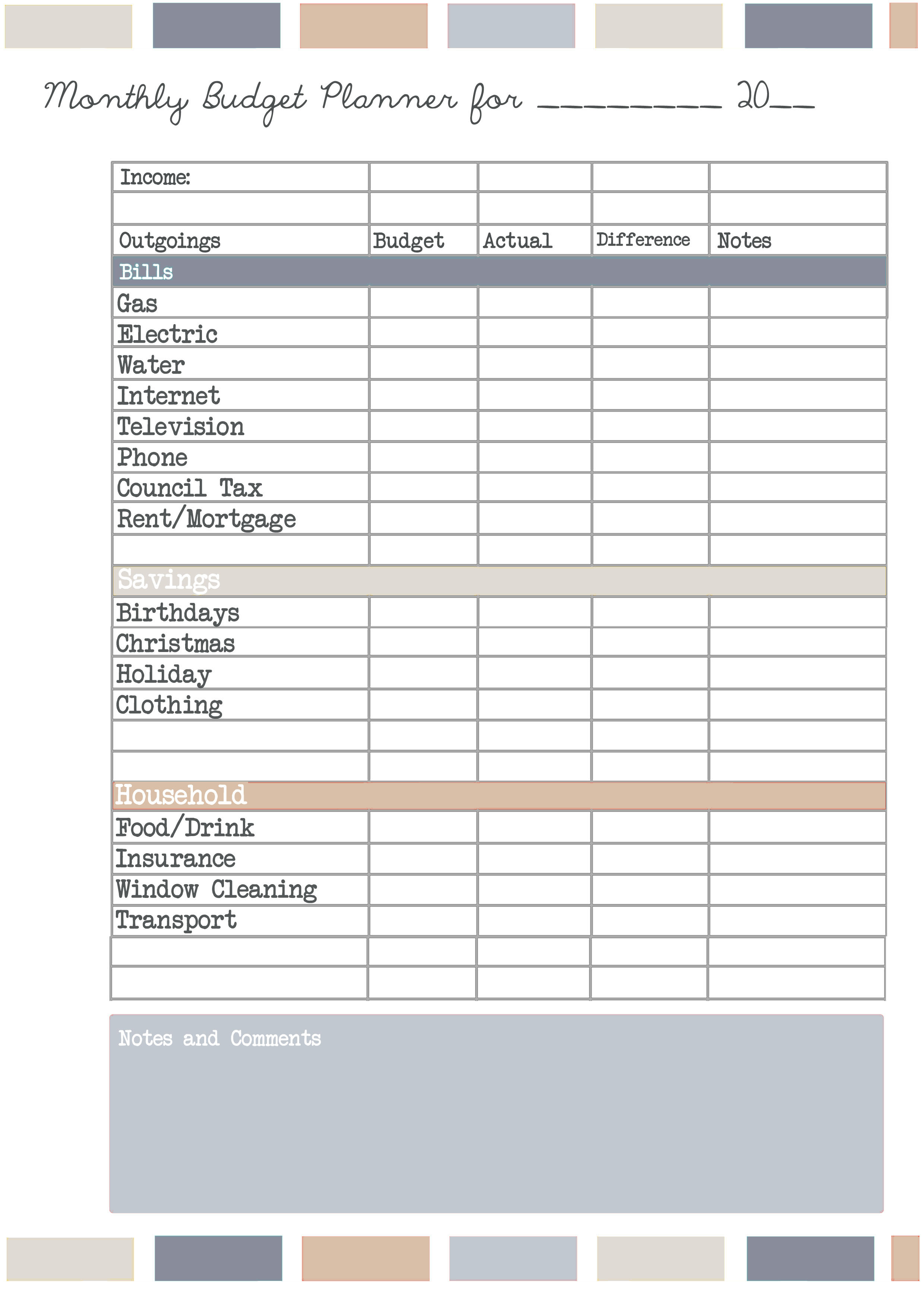 Printable Budget Planner Uk | Printable Planner Template - Free Printable Budget Planner Uk