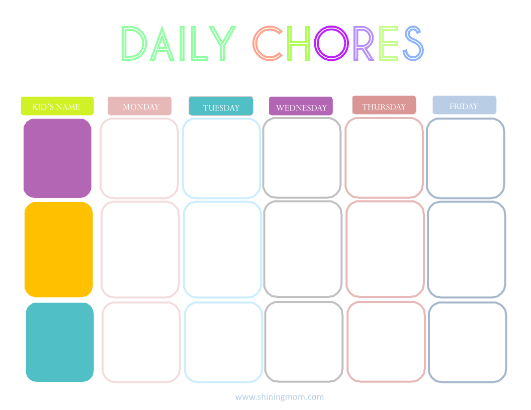 Printable Charts For Chores - Free Printable Charts For Kids