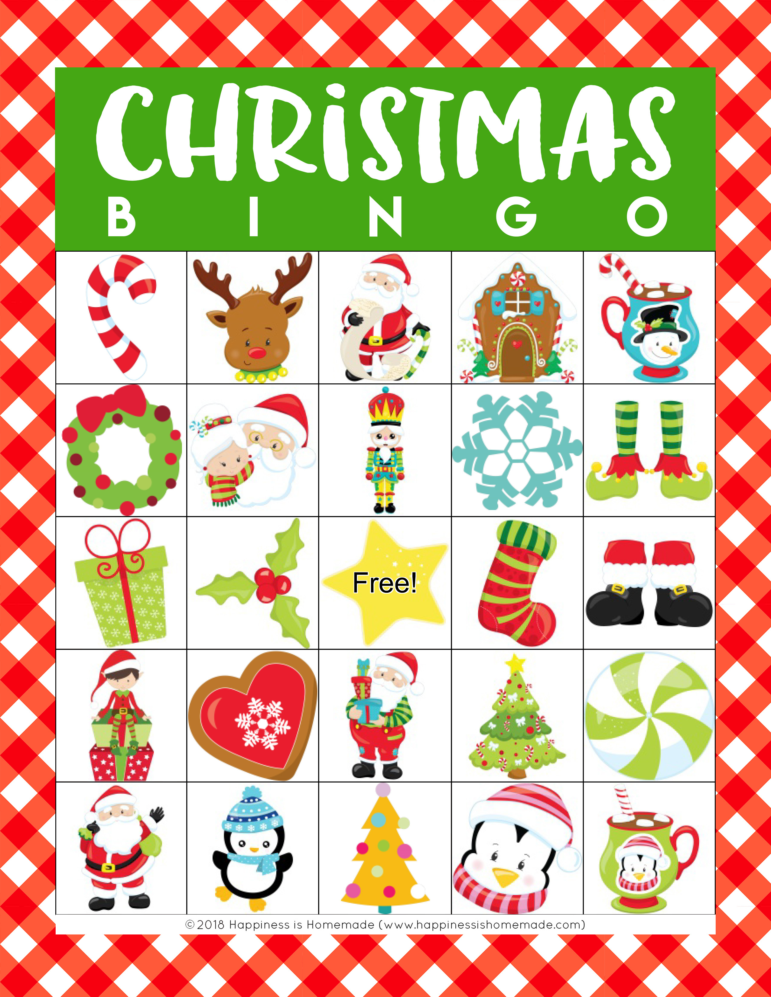 Printable Christmas Bingo Game - Happiness Is Homemade - Free Printable Christmas Bingo