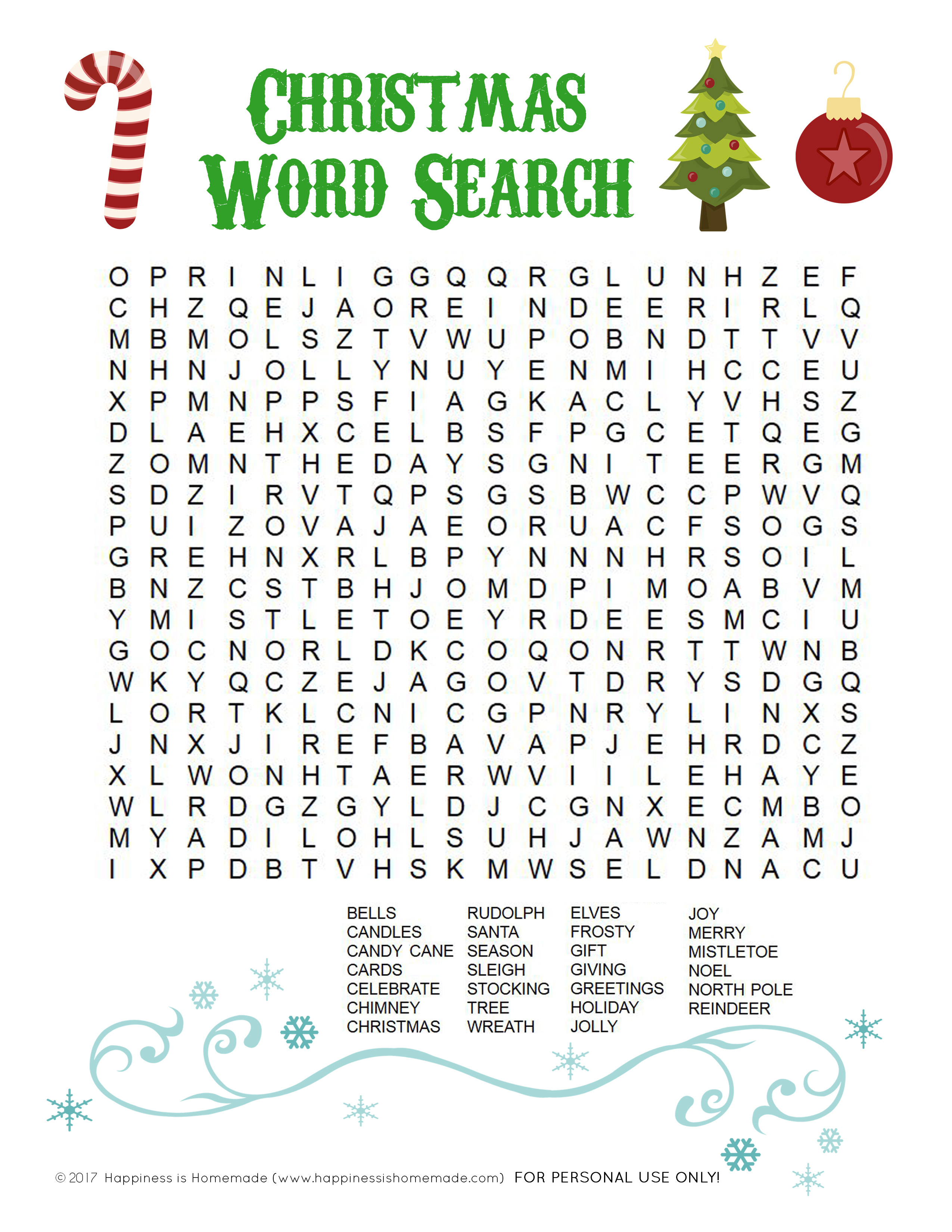 Printable Christmas Word Search For Kids &amp;amp; Adults - Happiness Is - Free Printable Christmas Games And Puzzles
