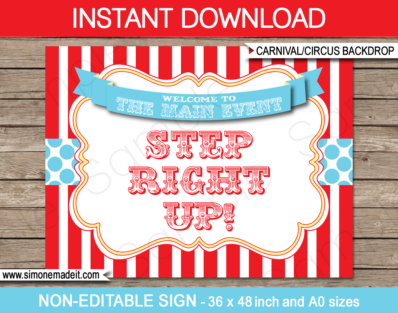 Printable Circus Backdrop Sign | Carnival Party Decorations - Free Printable Carnival Decorations