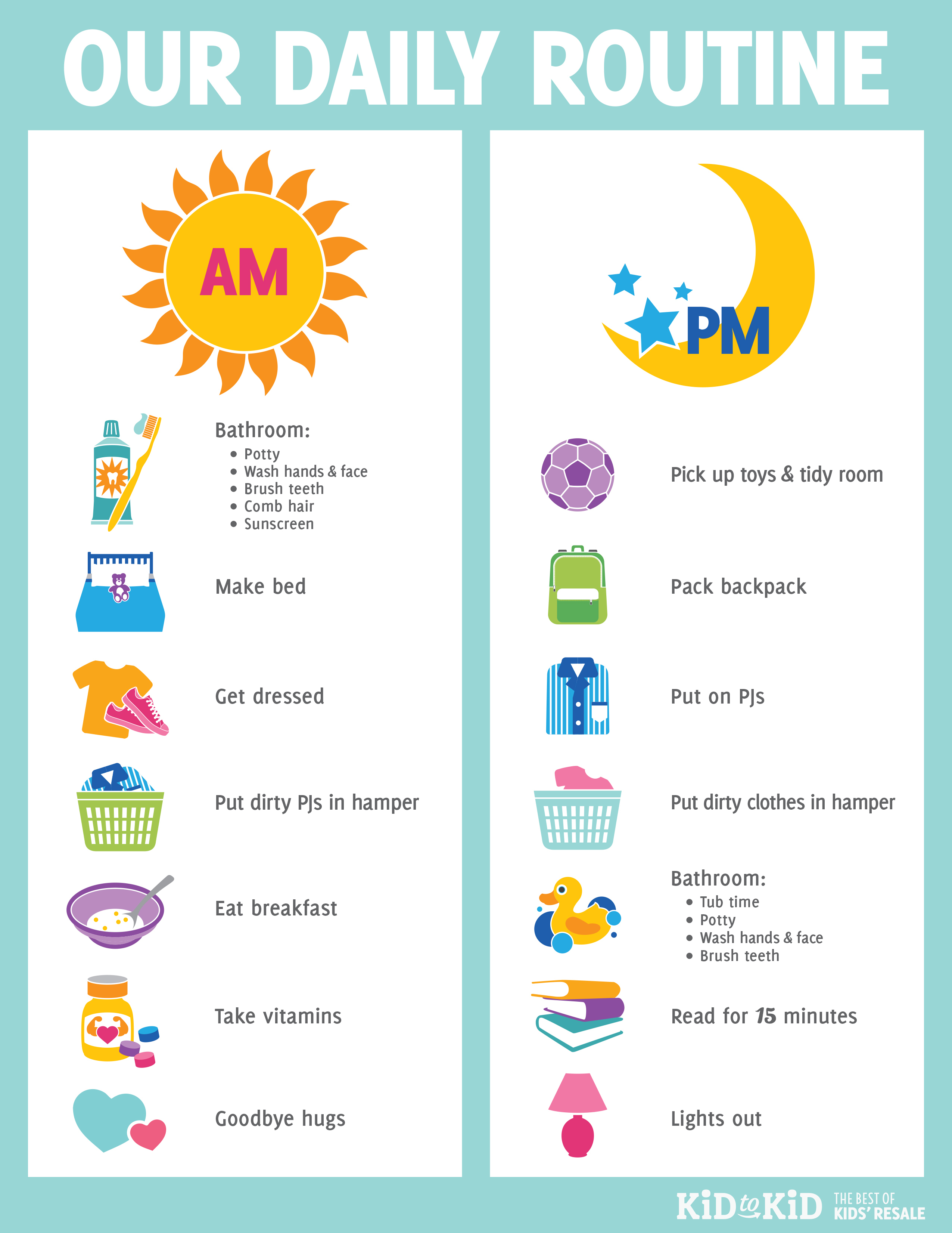 Printable Daily Routine Chart - Kid To Kid - Free Printable Morning Routine Chart