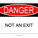 Printable Danger Not An Exit Sign Regarding Free Printable Not An   Free Printable Not An Exit Sign