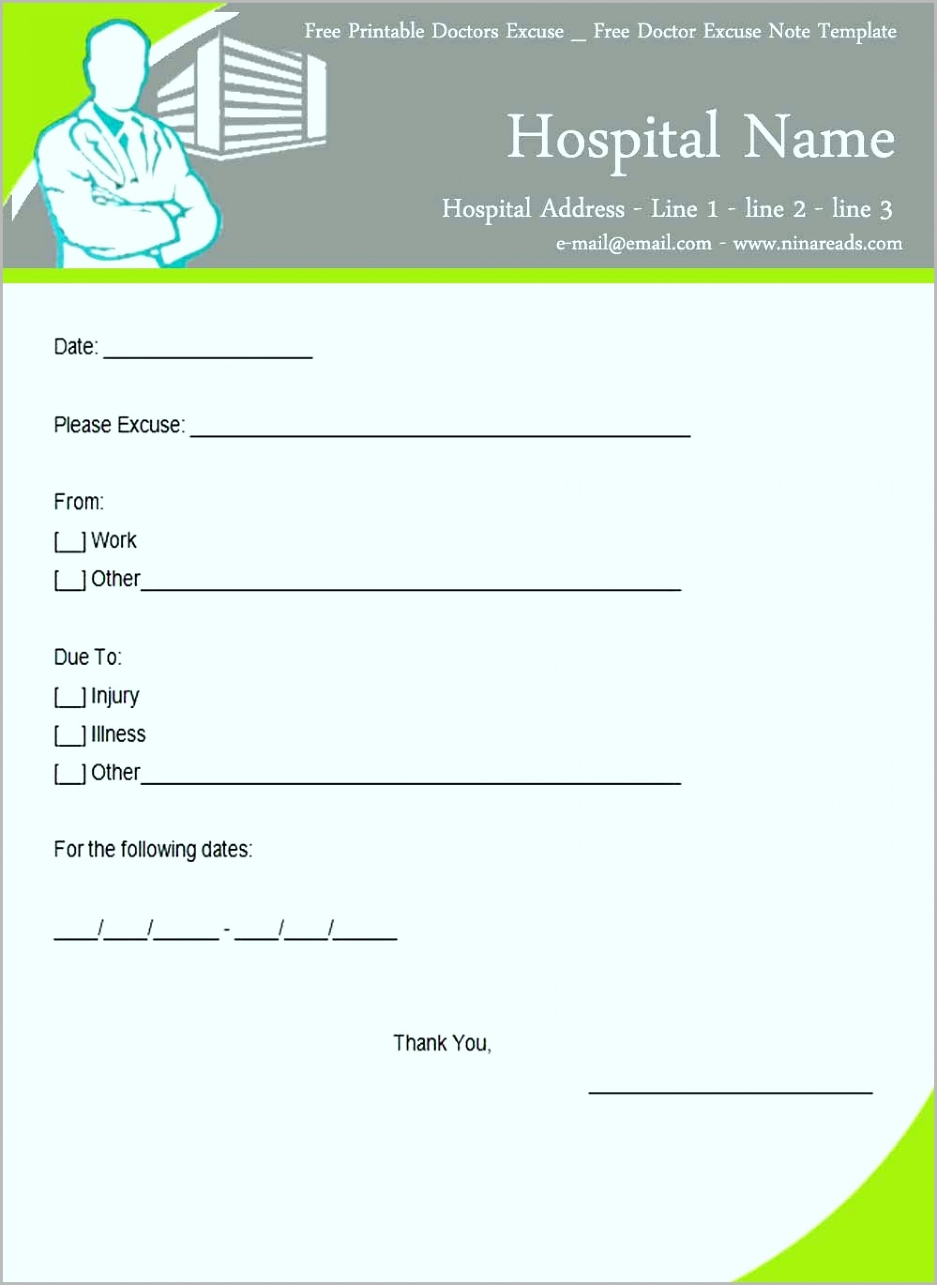 Printable Doctors Note For School With Blank Plus Uk Together - Doctor Notes For Free Printable
