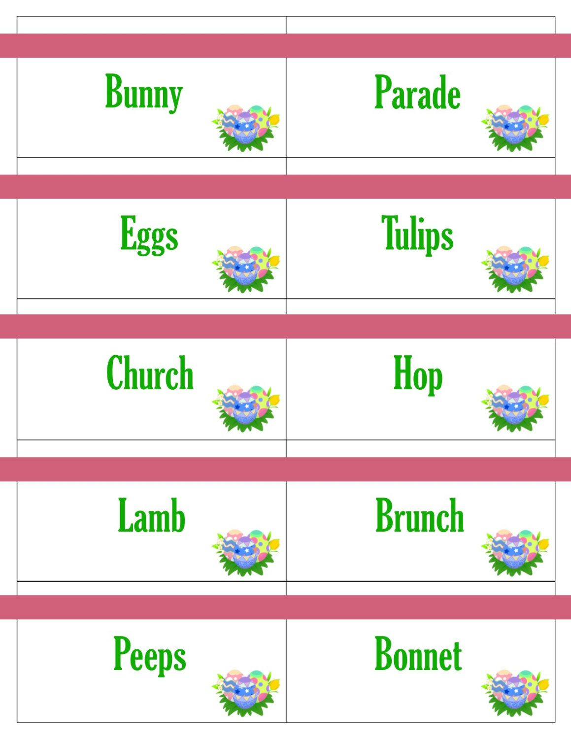 Printable Easter Game Cards For Pictionary, Charades, Hangman And 20 - Free Printable Pictionary Cards