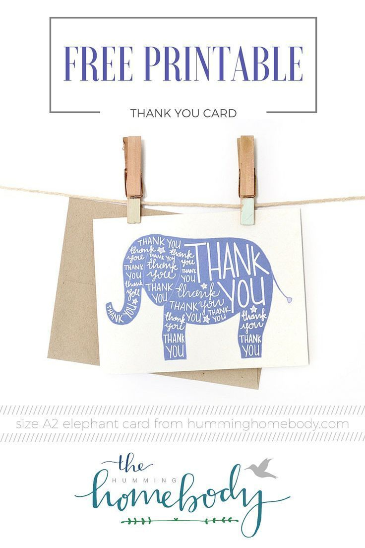 Printable Elephant Thank You Card | Printables | The Best Downloads - Free Printable Thank You Cards