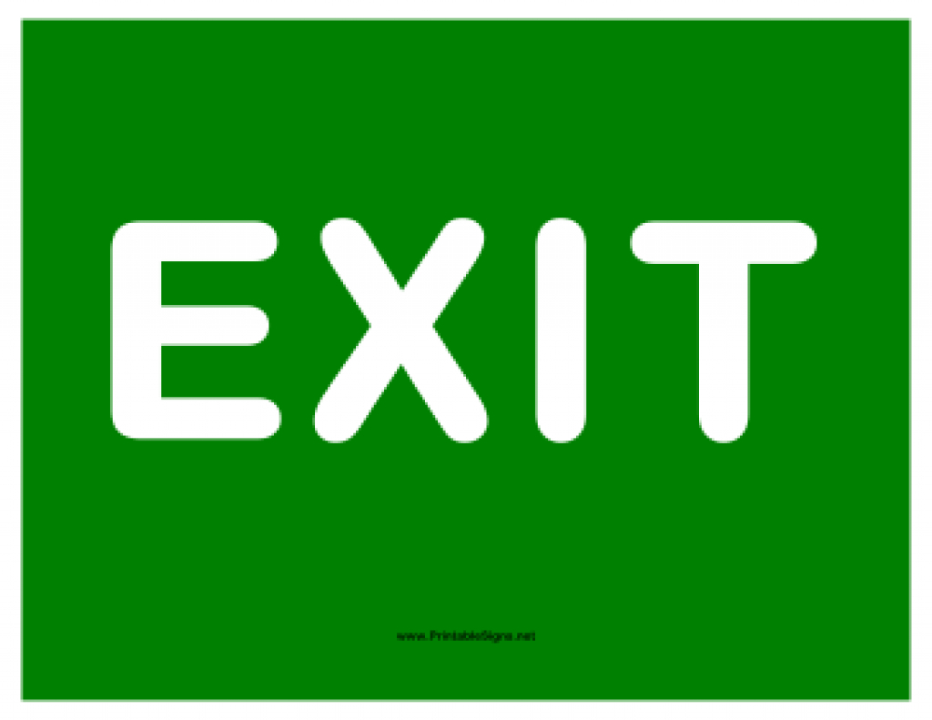 Printable Exit White On Green Sign Intended For Free Printable Exit - Free Printable Exit Signs